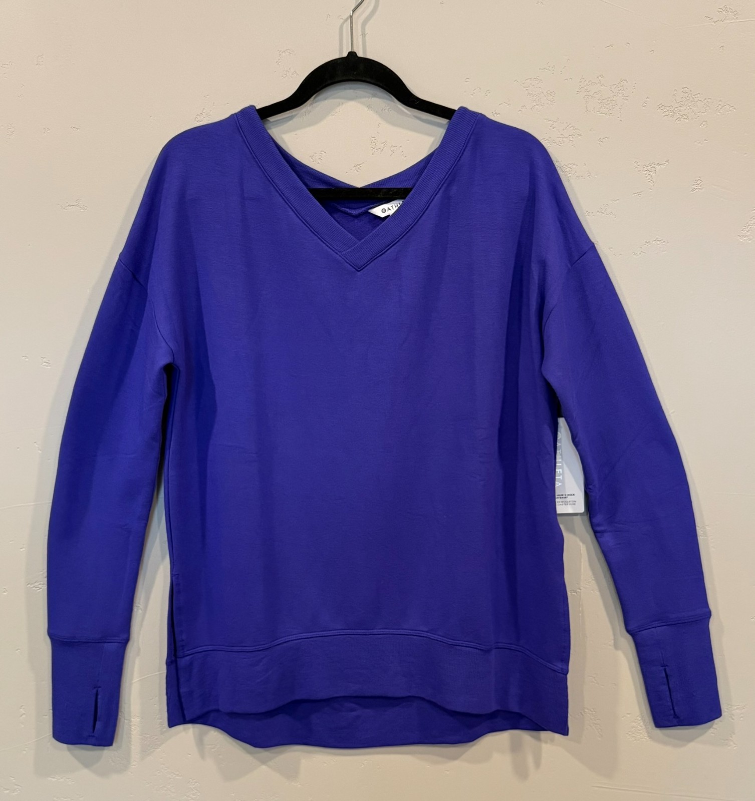 Athleta Coaster Luxe V-Neck Sweatshirt Women’s Small Royal Blue NWT Athleta Coaster Luxe V-Neck Sweatshirt Women’s Small Royal Blue NWT