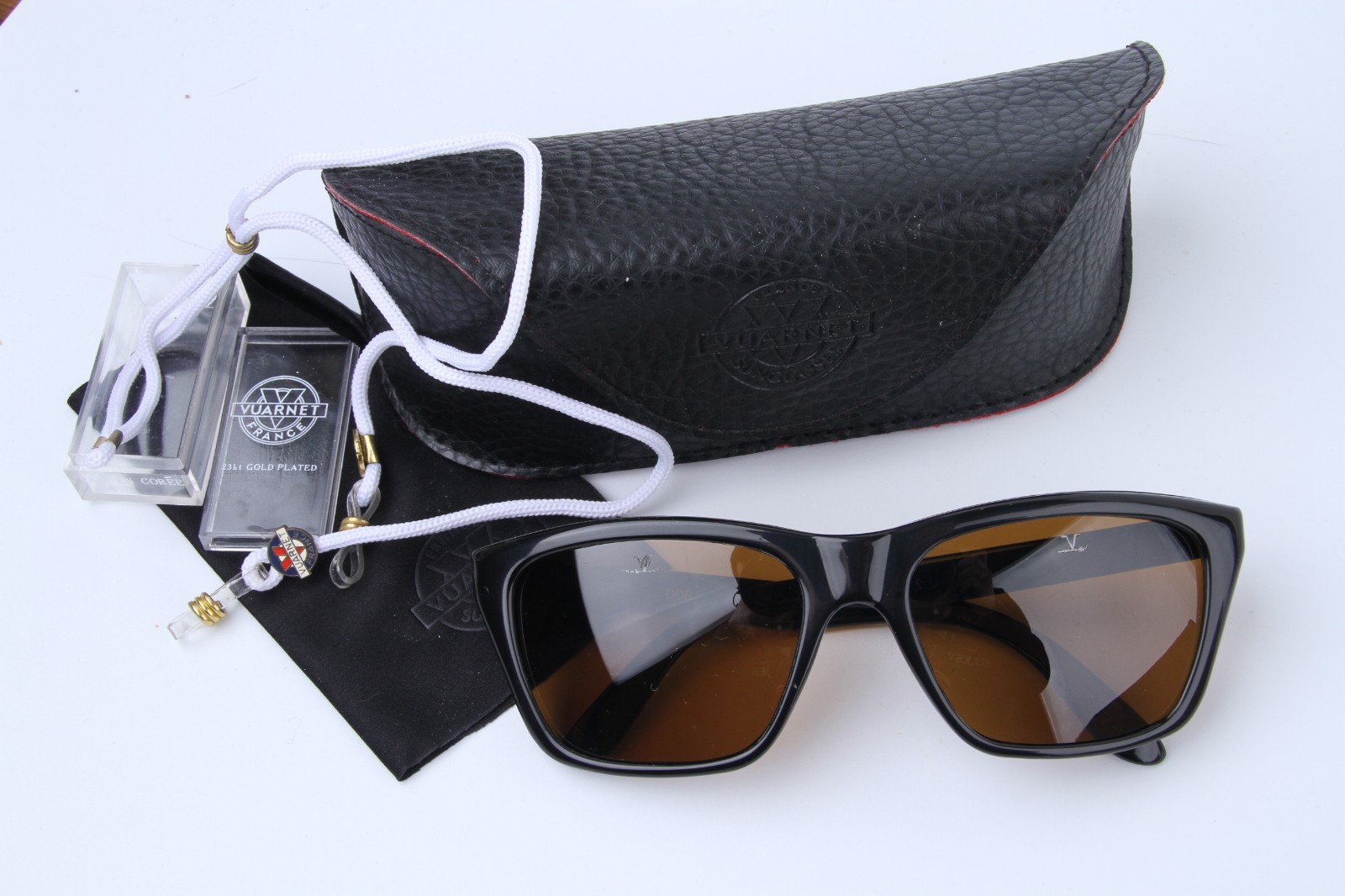 Vintage Vuarnet 006 Large Black Sunglasses PX2000 Mineral Light Brown Vintage Vuarnet 006 Large Black Sunglasses PX2000 Mineral Light Brown