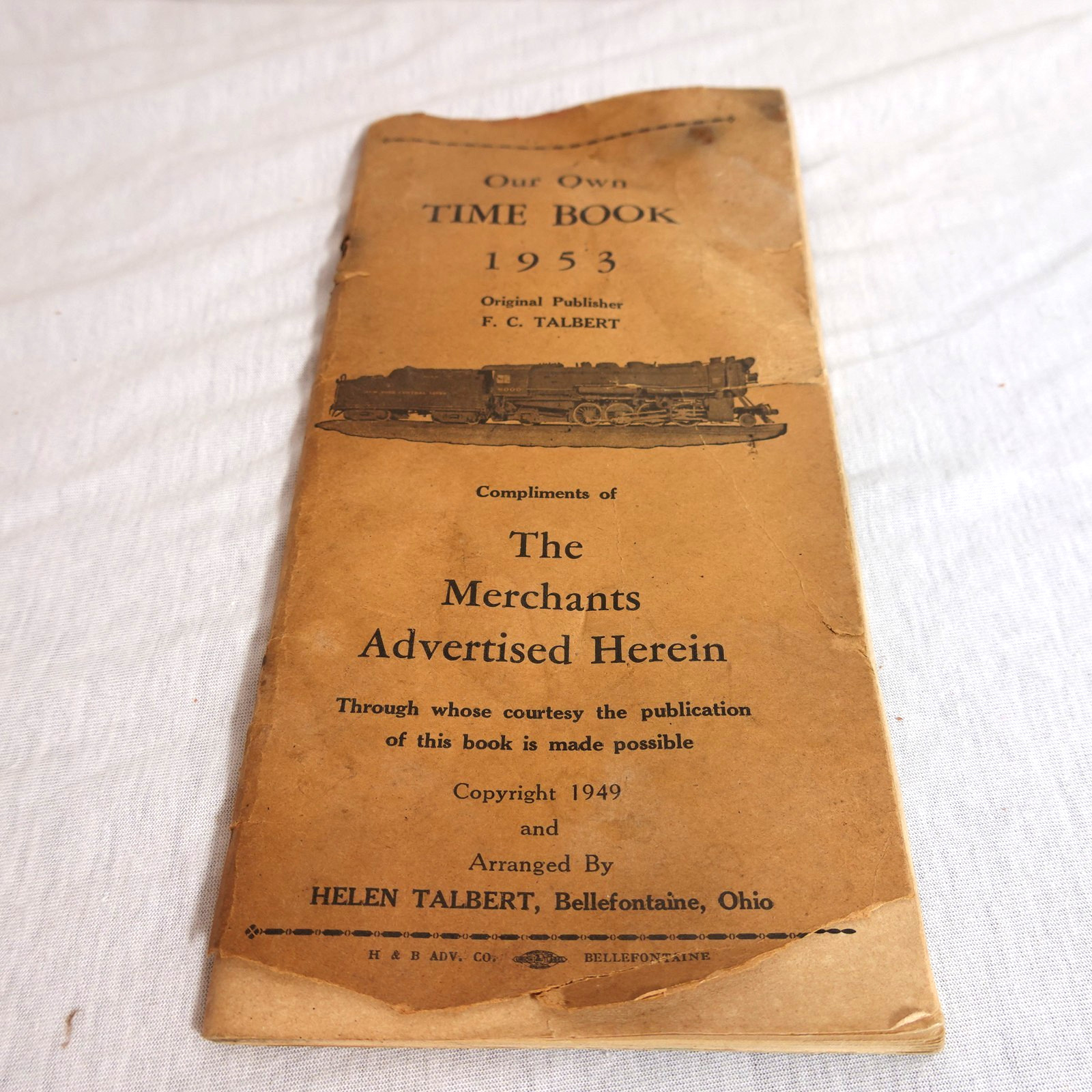 Railroad Time Book for Rates of Pay 1953 Helen Talbert, Bellefontaine Ohio Railroad Time Book for Rates of Pay 1953 Helen Talbert, Bellefontaine Ohio
