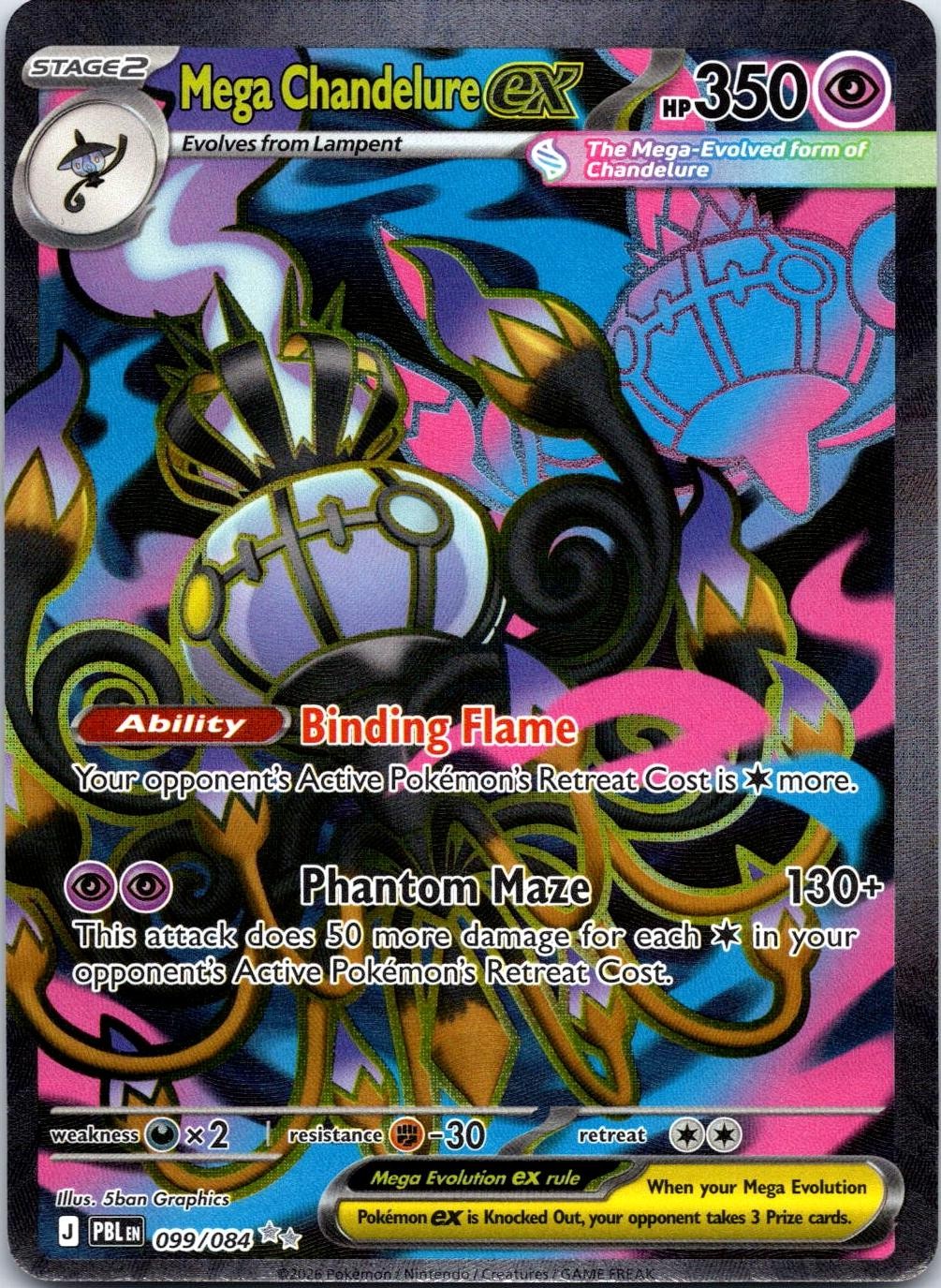 Mega Chandelure ex 099/084 Ultra Rare Pitch Black Pokemon Holo Near Mint Mega Chandelure ex 099/084 Ultra Rare Pitch Black Pokemon Holo Near Mint