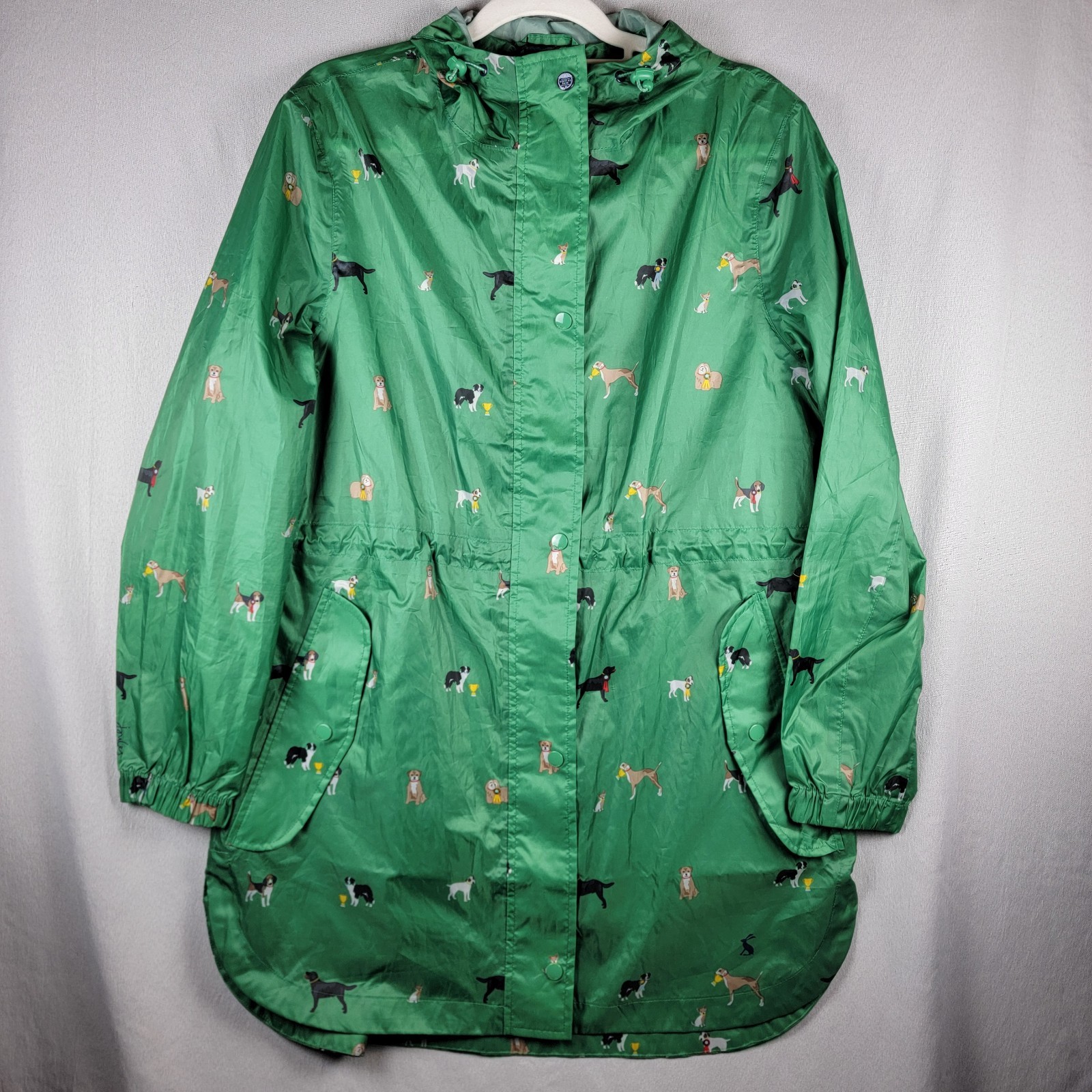 Joules Right As Rain Raincoat Size 10 Green Golightly Dog Packable Jacket