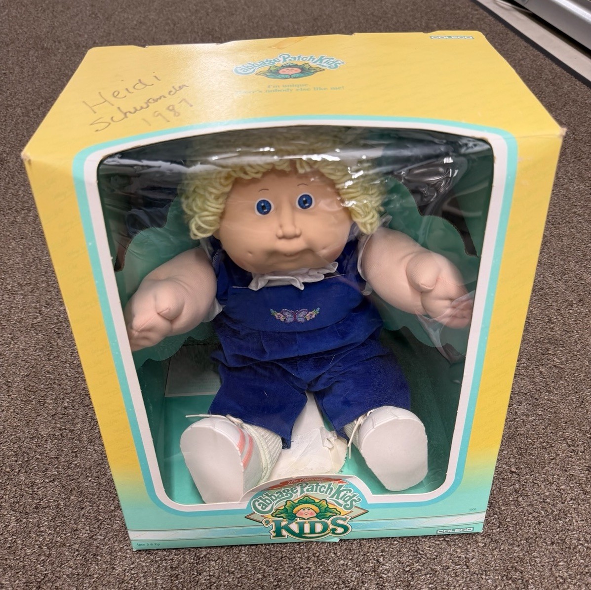 Vintage Coleco Cabbage Patch Kids Virginia Madeline #3900 Box Papers Blonde Blue