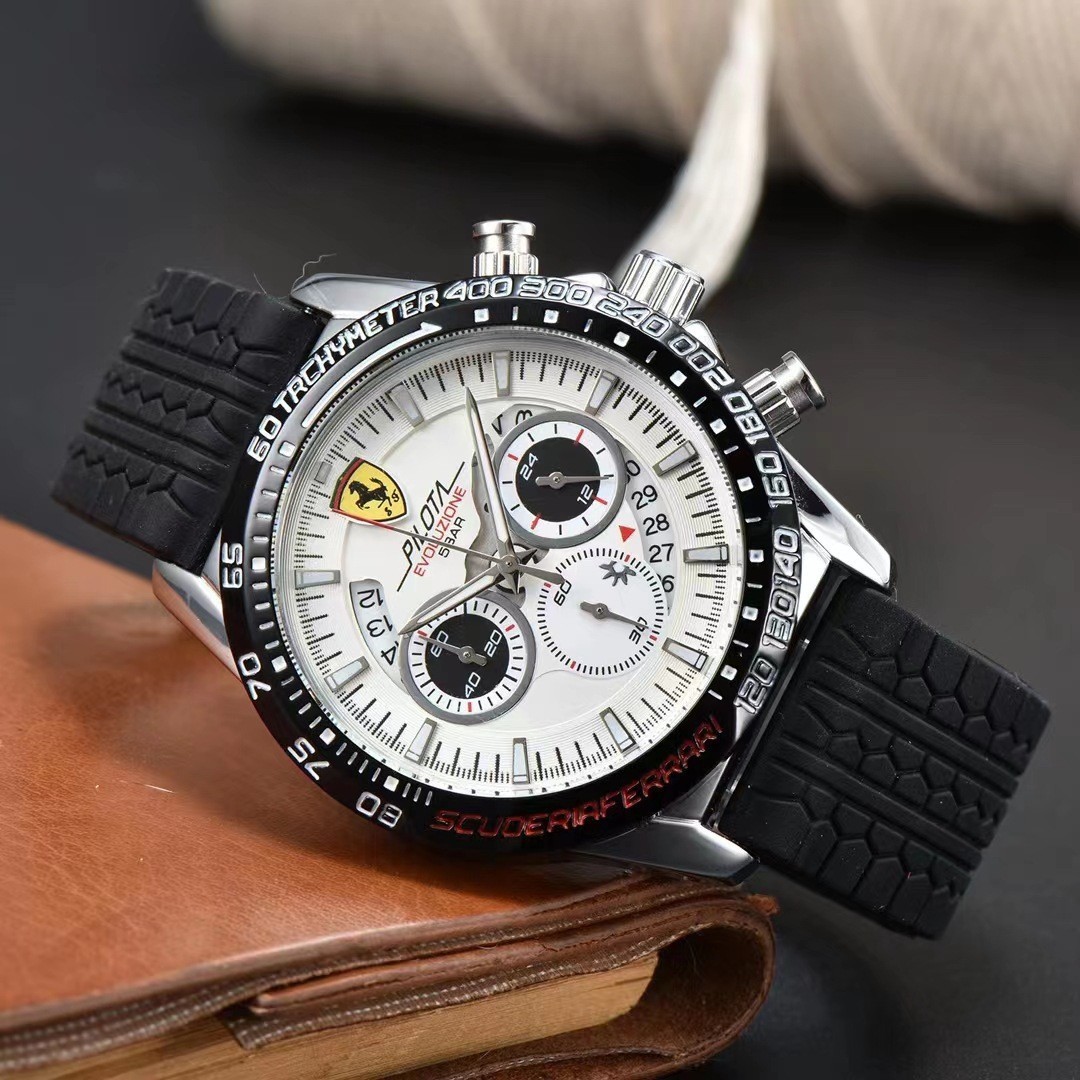 New Men's Formula 1 Scuderia Ferrari 46mm Luxury Chronograph Silicone Watch