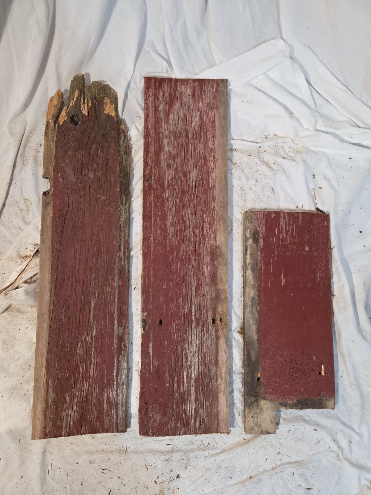 3 Reclaimed Red Painted Barn Wood Boards 20–36” Rustic Project Wood Lumber #9