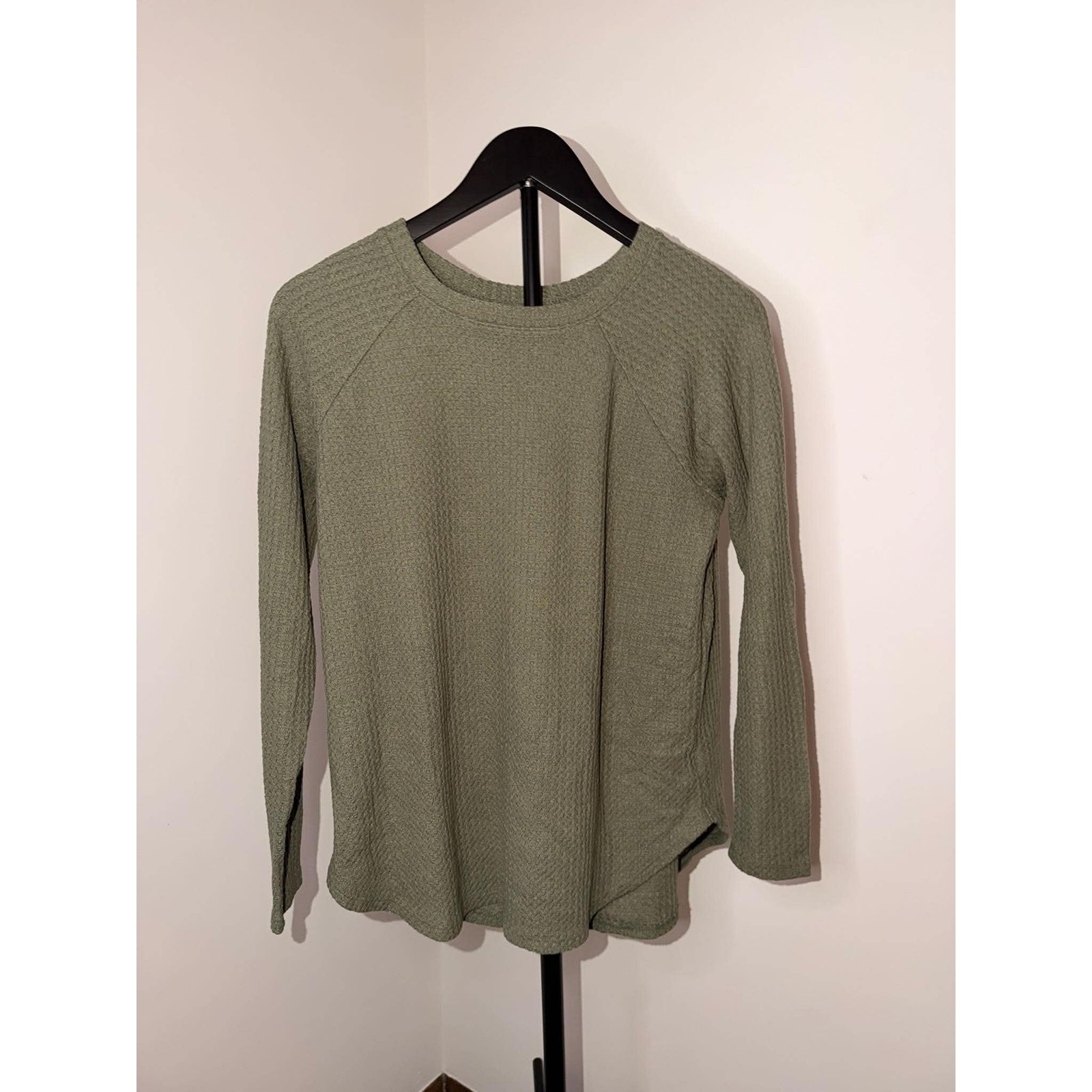 American Eagle Soft & Sexy Olive Green Textured Long Sleeve Top S