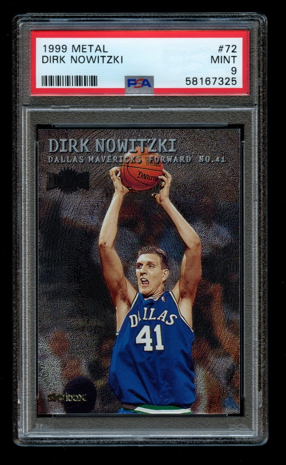 1999-00 Skybox Metal Dirk Nowitzki 2nd Year #72 PSA 9 Mint HOF Mavericks