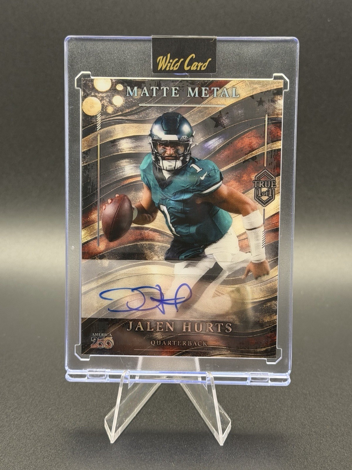 2026 Wild Card Matte Metal Jalen Hurts True 1 of 1 Auto Philadelphia Eagles