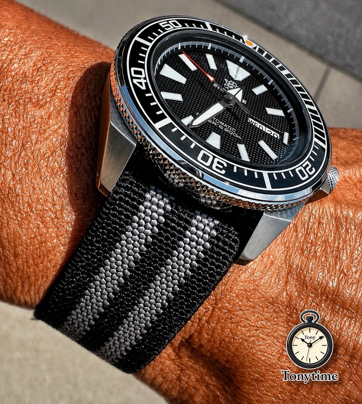 Marine Flex Premium 22mm Black Gray Nylon Watch Strap | Pass-Through Diver Band