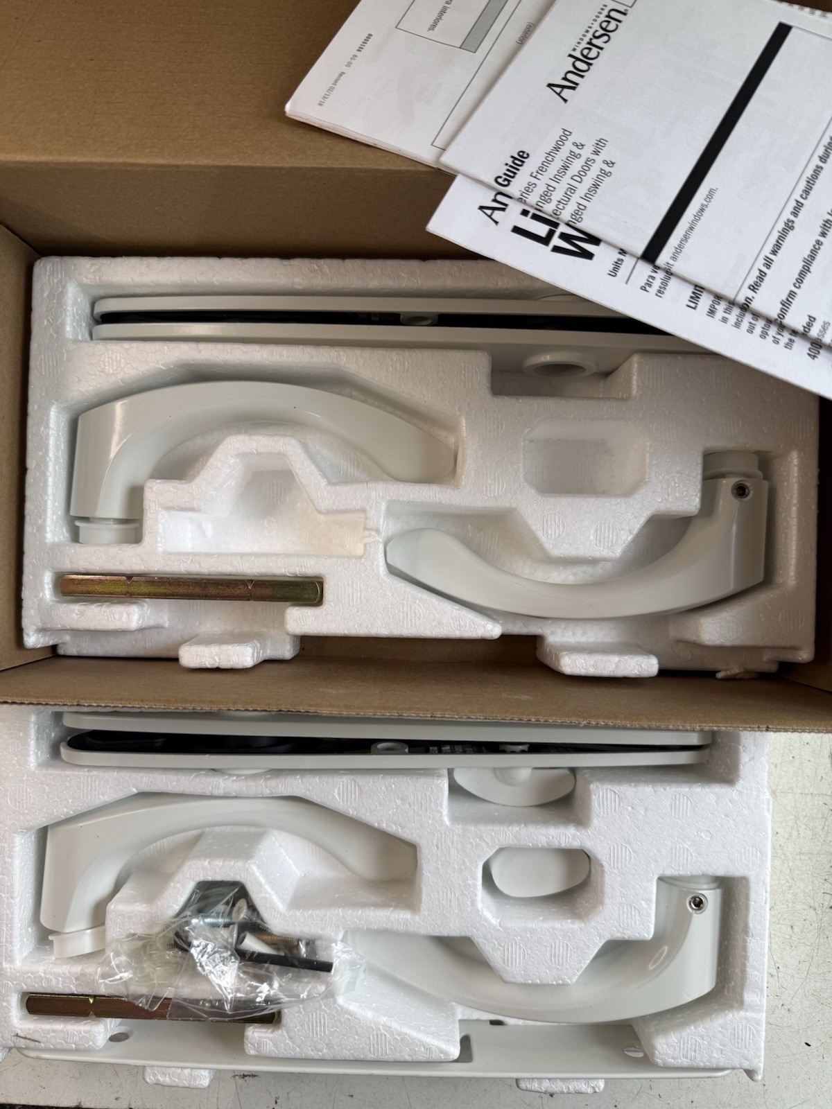 Andersen Tribeca White Double Swinging French Door Handle Set #2577556