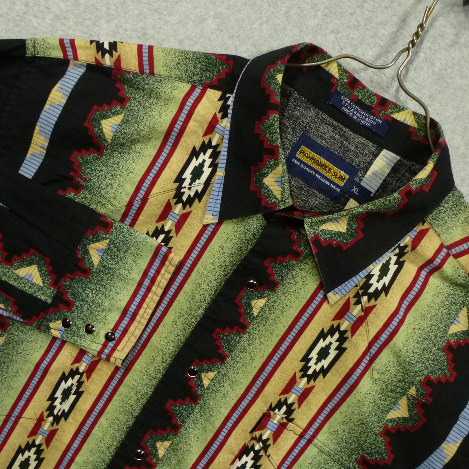 Vtg Panhandle Slim Shirt  XL Aztec Western Long Sleeve Pearl Snap Rodeo Cowboy