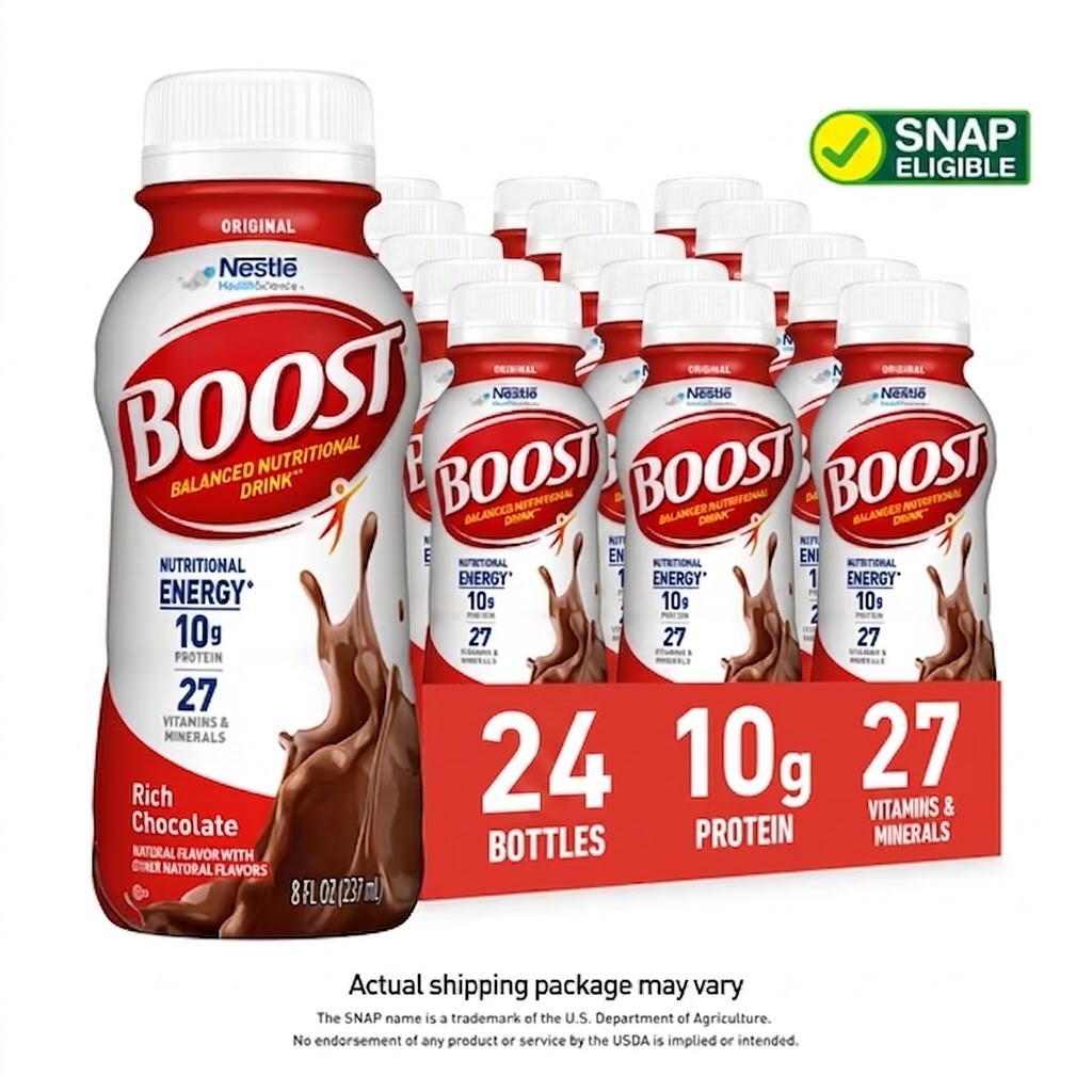 BOOST Original, Nutritional Drink, Rich Chocolate, 10g Protein, Pack24 - 8 fl oz