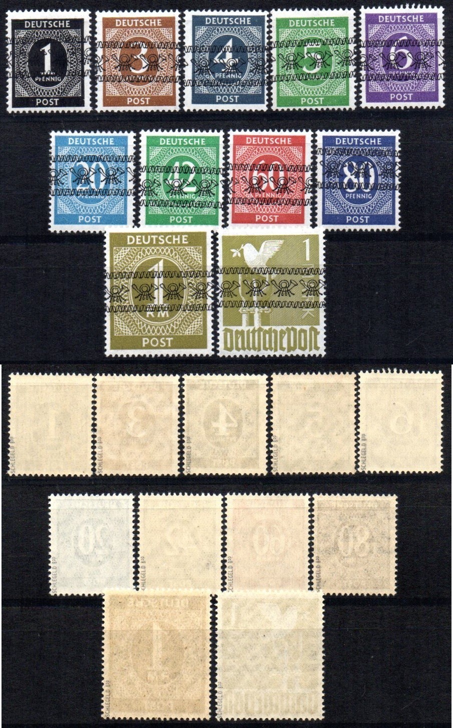 -GERMANY USA BRITISCHE ZONE 1948 Sc.I-IXI  MNH SIGNED