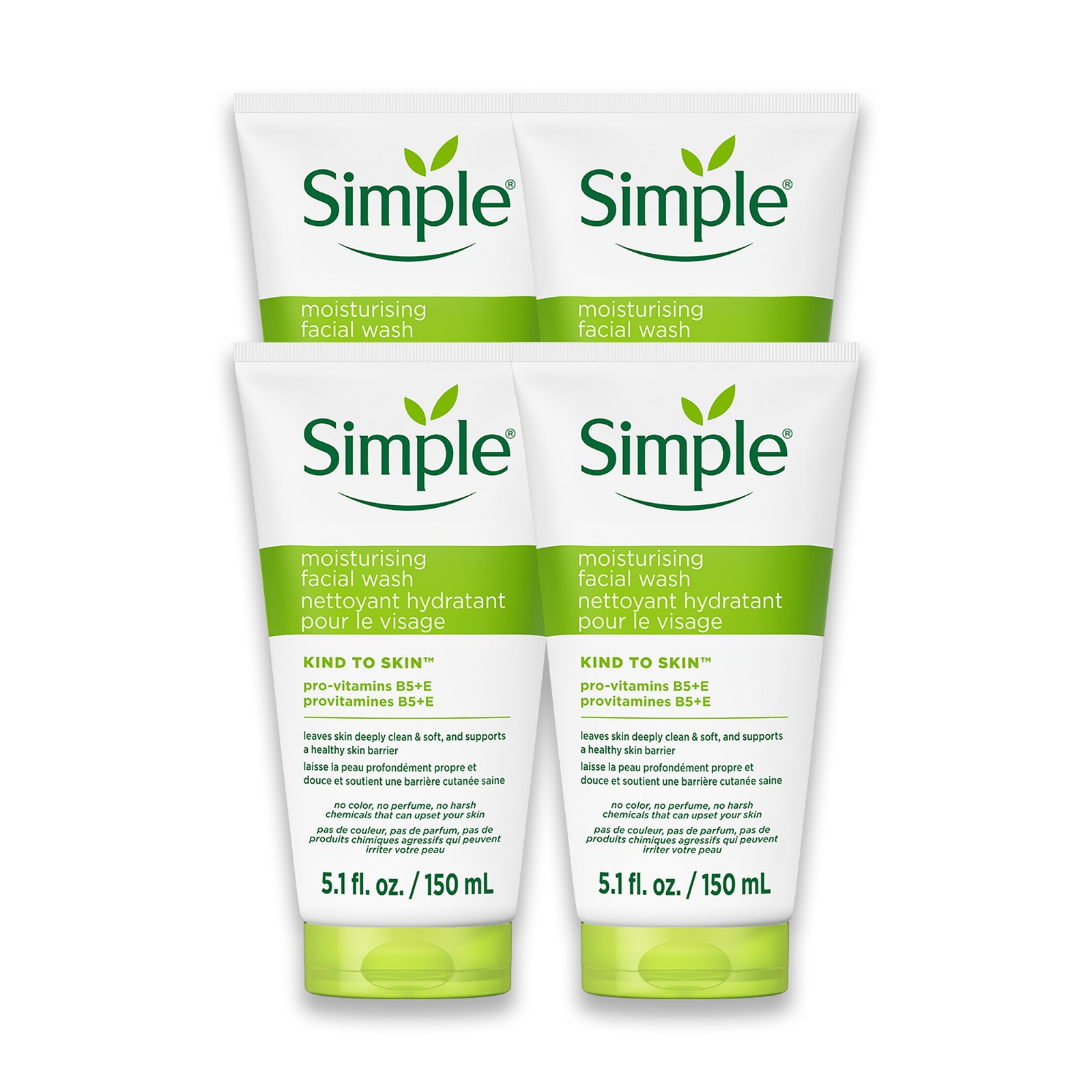 Simple Kind To Skin Moisturizing Facial Wash - 4 pc Facial Cleanser