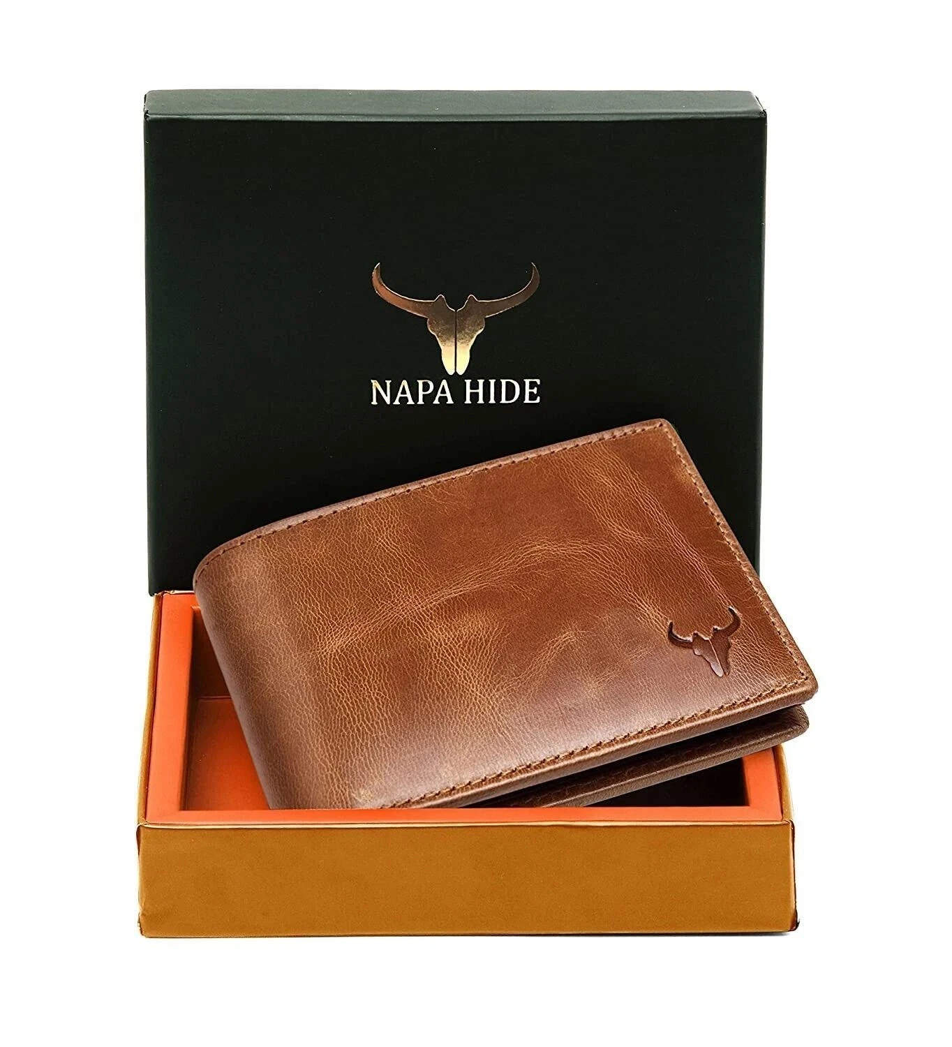 NAPA HIDE Genuine Leather Bifold Wallets For Men RFID Blocking Men\'s Wallet BEST