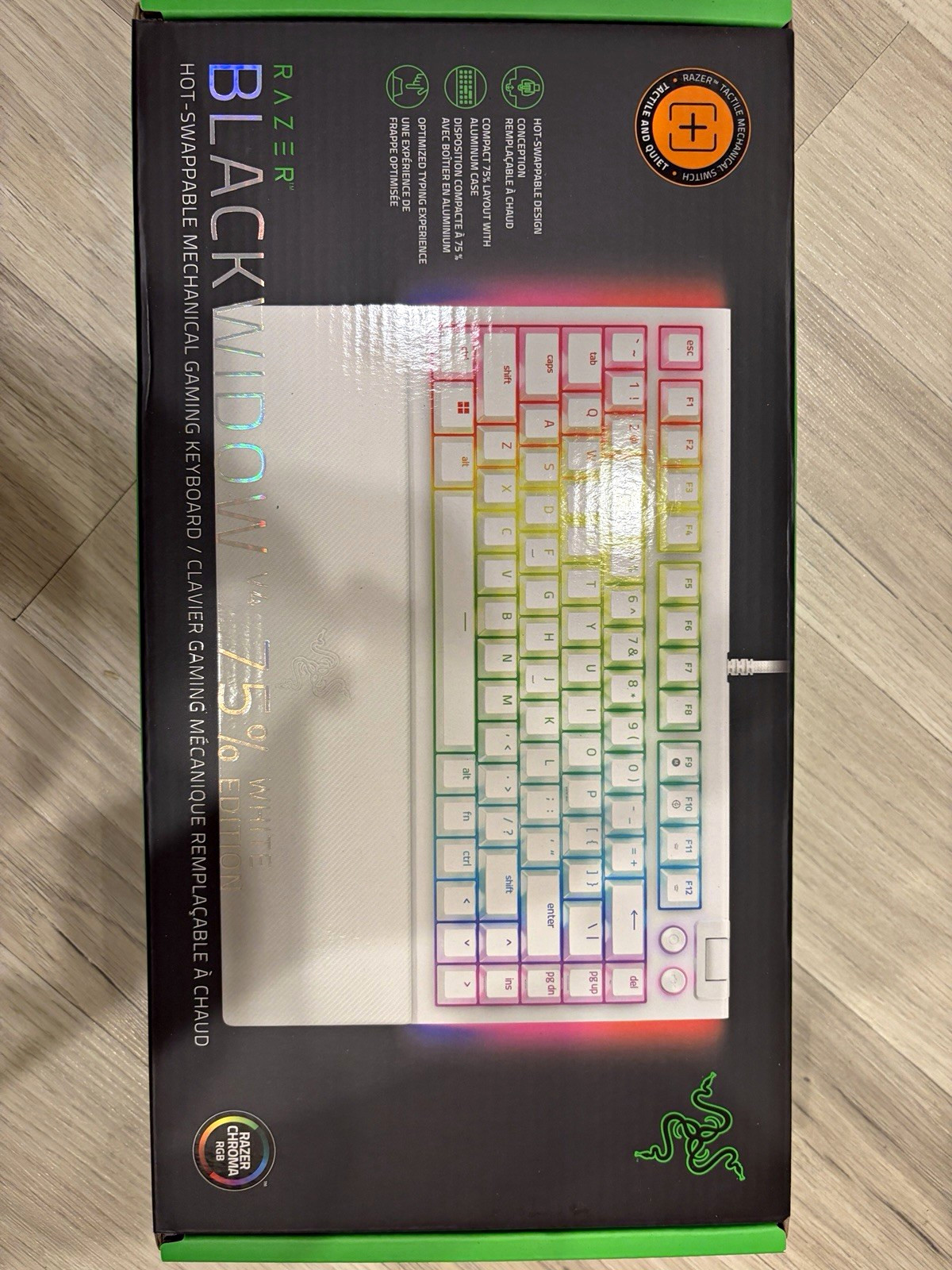 Razer BlackWidow V4 75% White Edition Mechanical Hot-Swappable RGB QWERTY