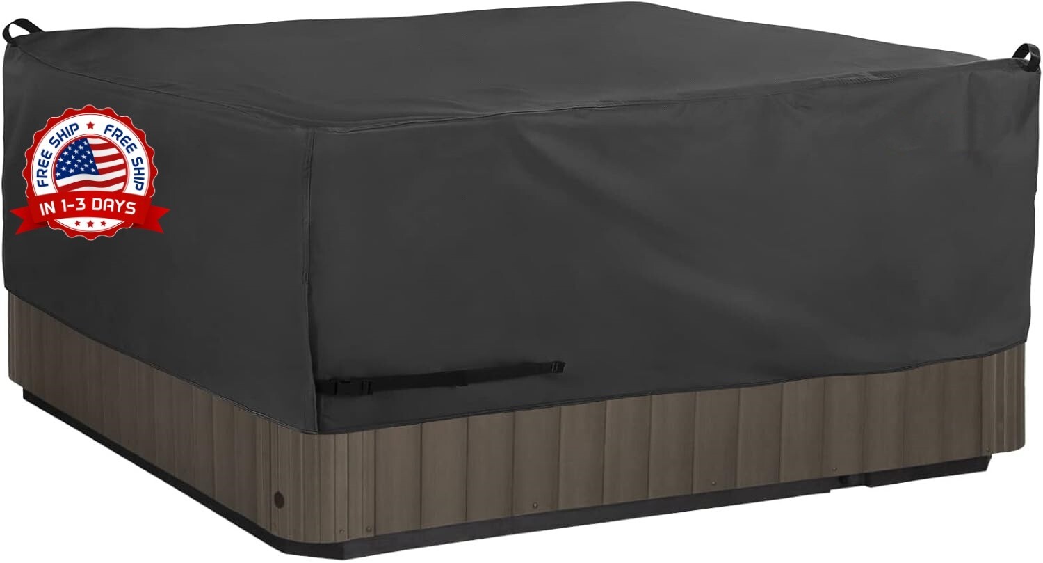 Funda protectora rígida para jacuzzi de exterior impermeable cuadrada negro NEW Funda protectora rígida para jacuzzi de exterior impermeable cuadrada negro NEW