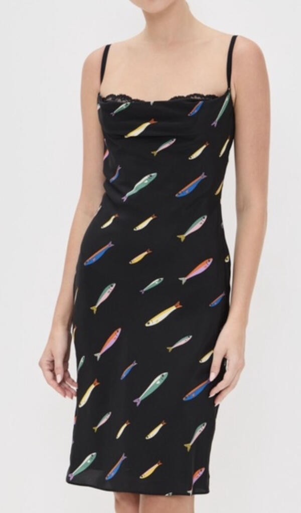 NWT STAUD EVANGELINE SILK DRESS IN POP SARDINES SIZE 2 - RETAIL $550 NWT STAUD EVANGELINE SILK DRESS IN POP SARDINES SIZE 2 - RETAIL $550