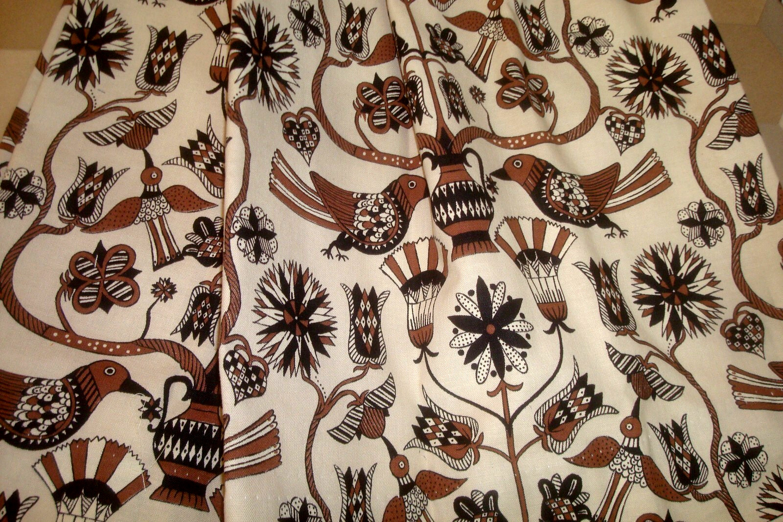 Vtg REMADE One Pr Custom Drapes NEW Lining Pinch pleat Harlequin Birds 84