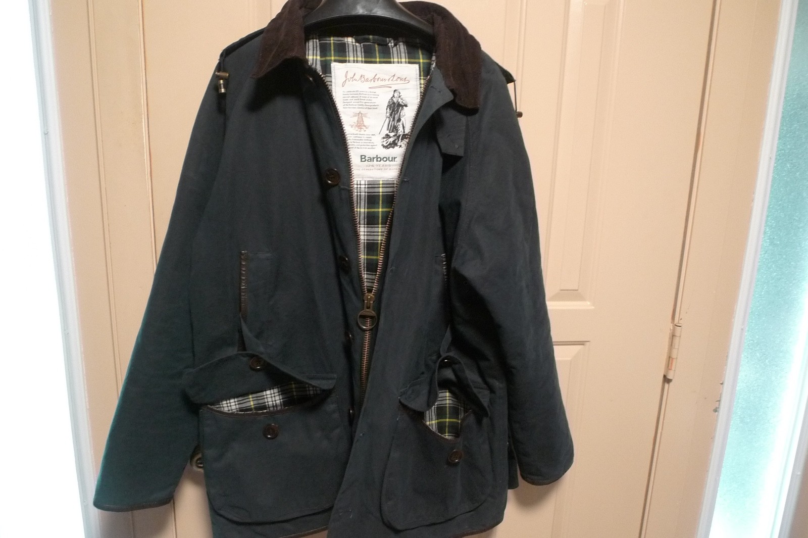 BARBOUR -ICON  BEAUCHAMP WAX COTTON JACKET -125TH ANNIVERSARY VERSION-NAVY-LARGE