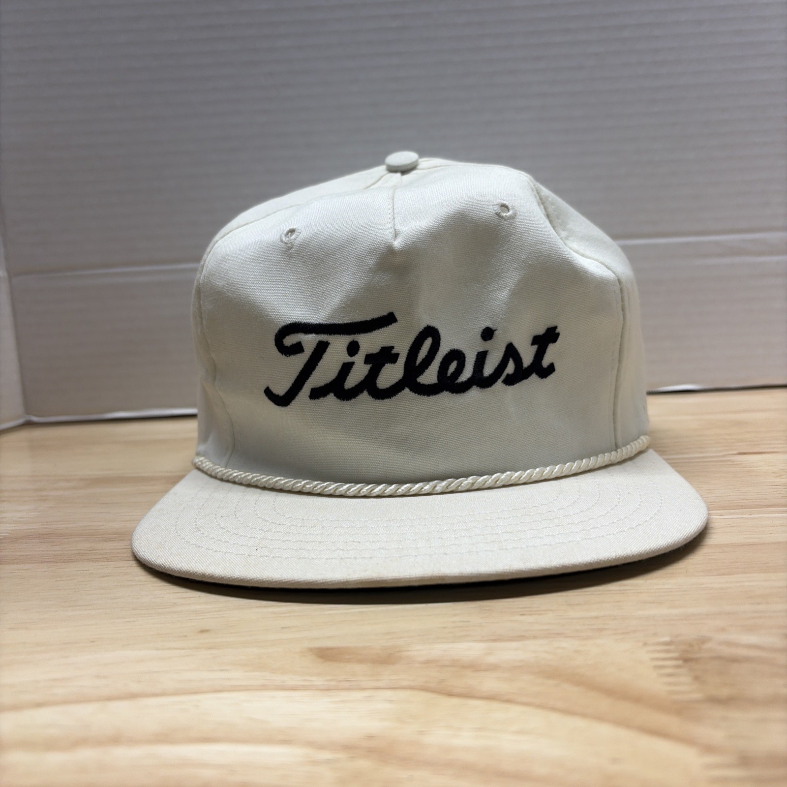 Vintage Titleist Texace Rope Hat White Leather Strap Made In USA Great Shape