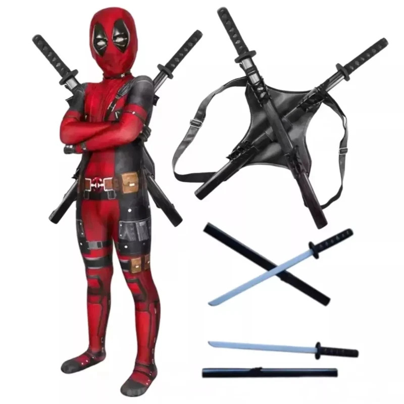 Deadpool Kids Cosplay Costume Superhero Jumpsuit