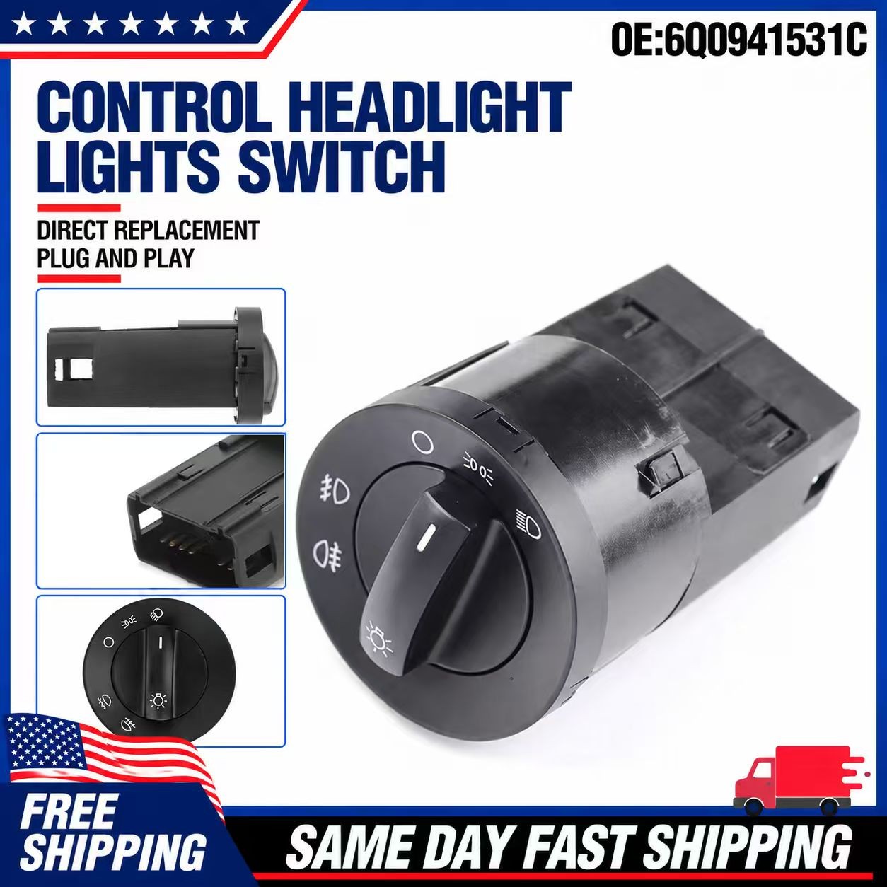 For Audi A4 B6 B7 Headlight Switch 8E0941531A - FIS Models - Fog Light Control For Audi A4 B6 B7 Headlight Switch 8E0941531A - FIS Models - Fog Light Control