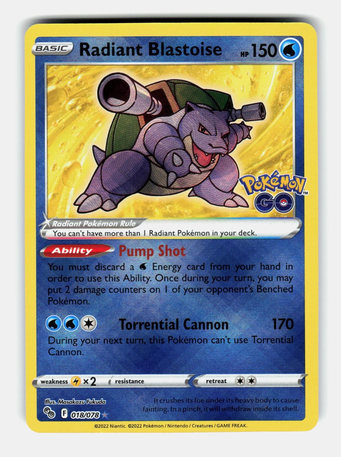 Radiant Blastoise 018/078 Radiant Pokemon GO Pokemon Holo Near Mint