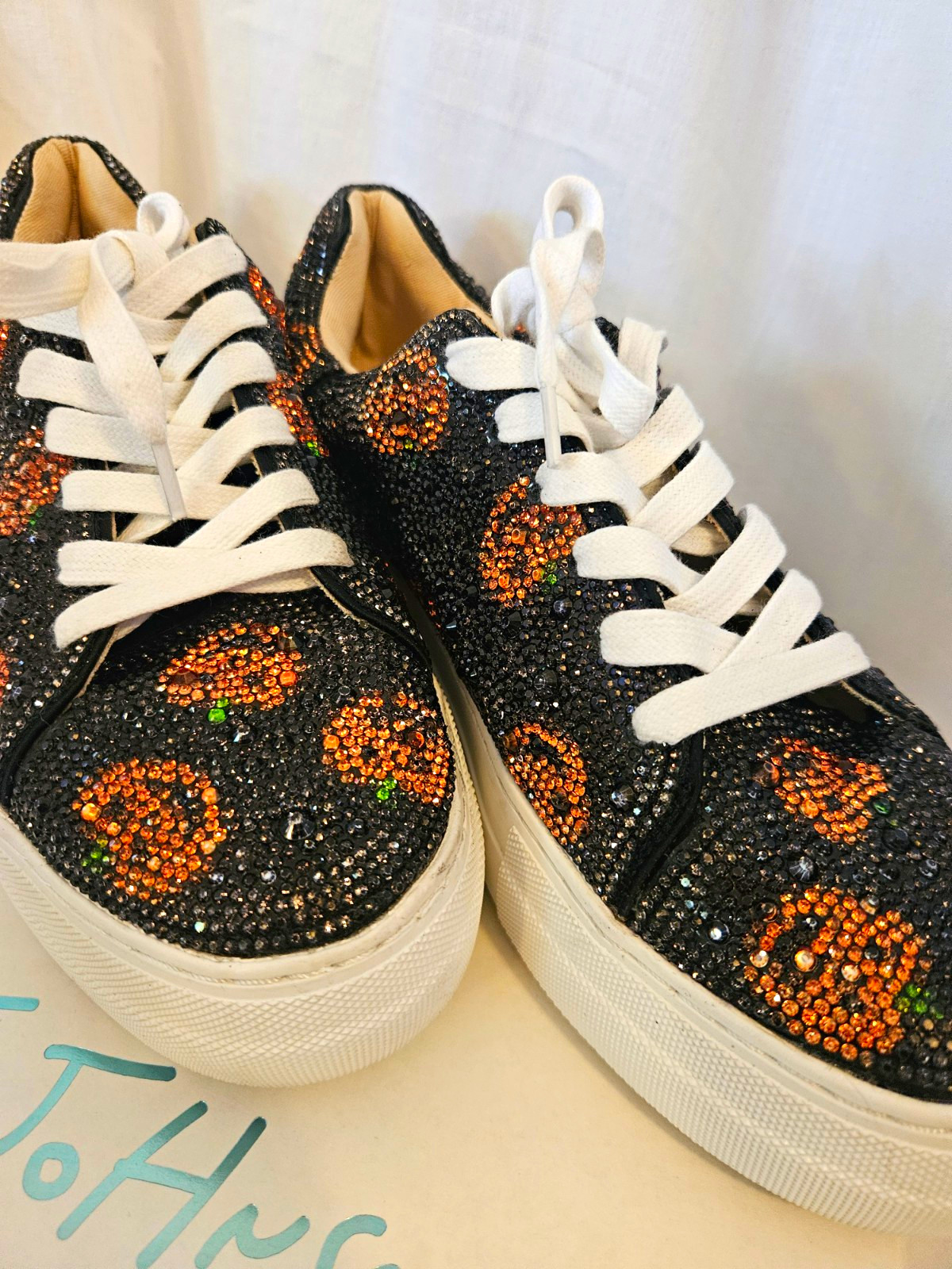 Betsey Johnson Beaded Halloween Low Top Lace-Up Sneakers New Box