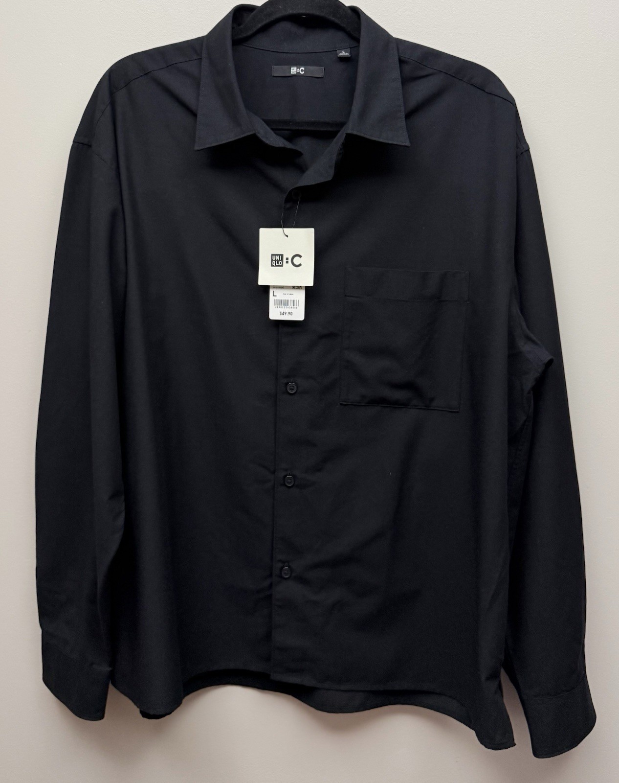 NEW UNIQLO x :C Men’s Long Sleeve Black Button Down Shirt L NEW UNIQLO x :C Men’s Long Sleeve Black Button Down Shirt L