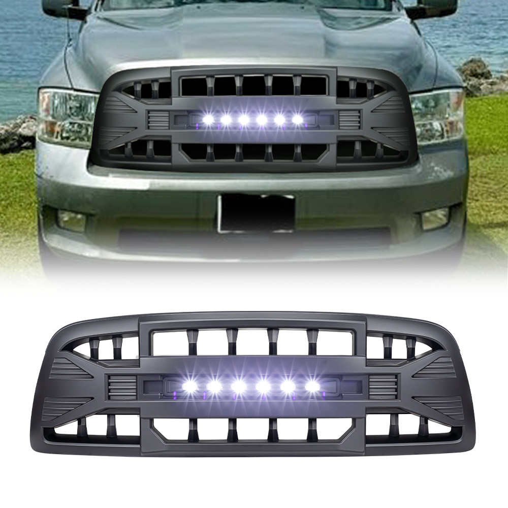 Front Armor Grille for 2009-2012 Dodge Ram 1500 w/Off-Road Lights Matte Black Front Armor Grille for 2009-2012 Dodge Ram 1500 w/Off-Road Lights Matte Black