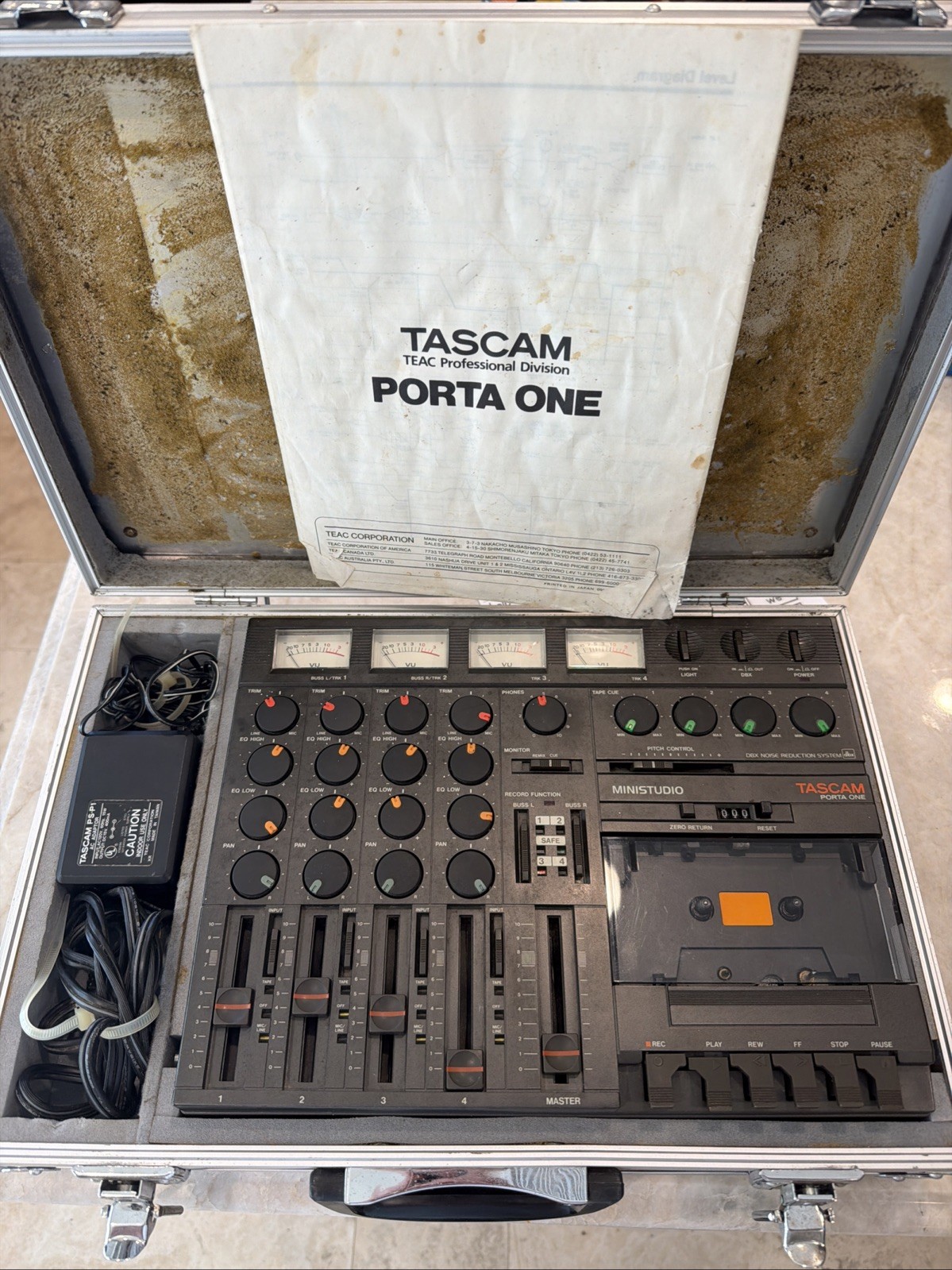 Vintage Tascam Porta One Studio with Original Case, Charger And Manuel