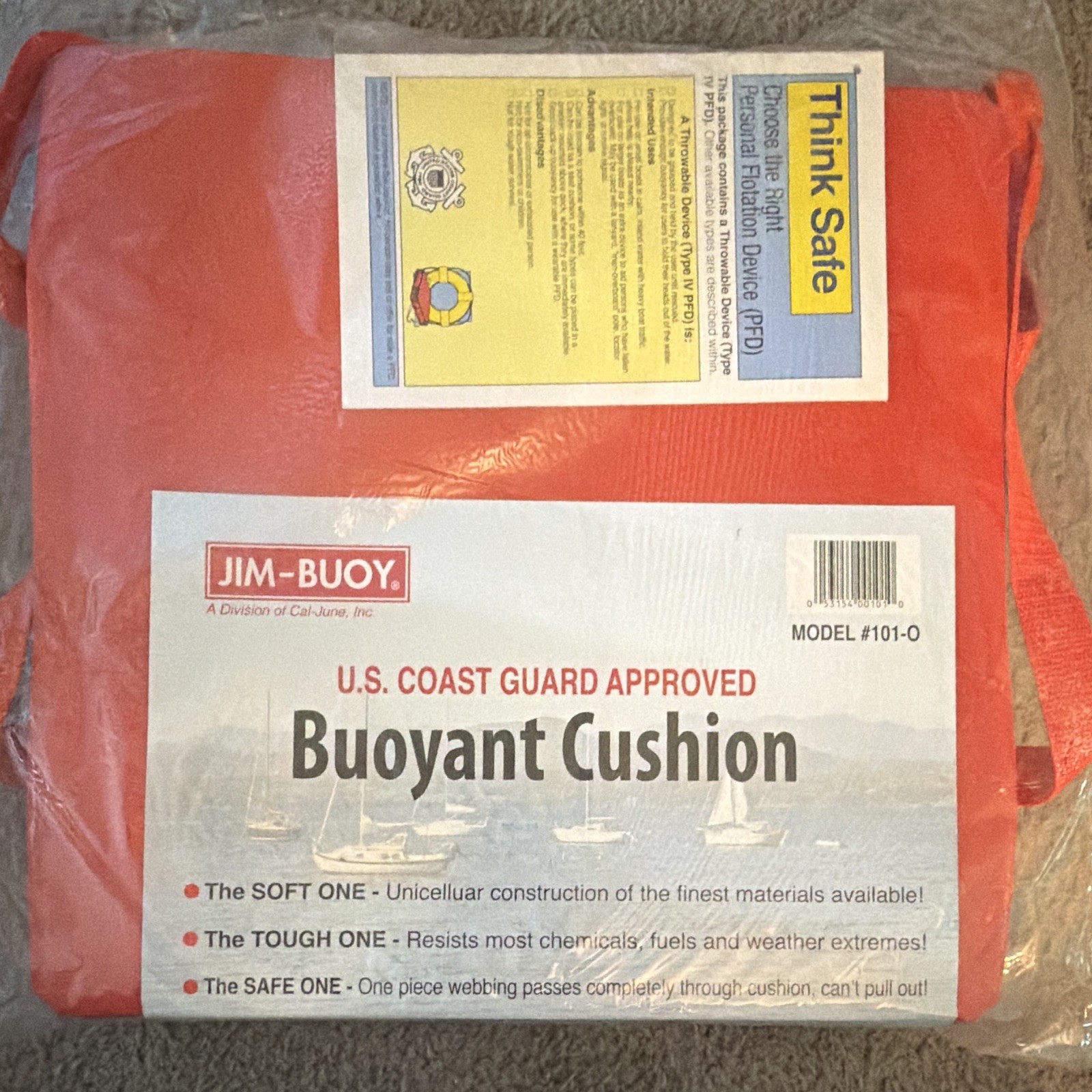 Jim-Buoy US Coast Guard Approved Type IV Buoyant Cushion Orange 101-0