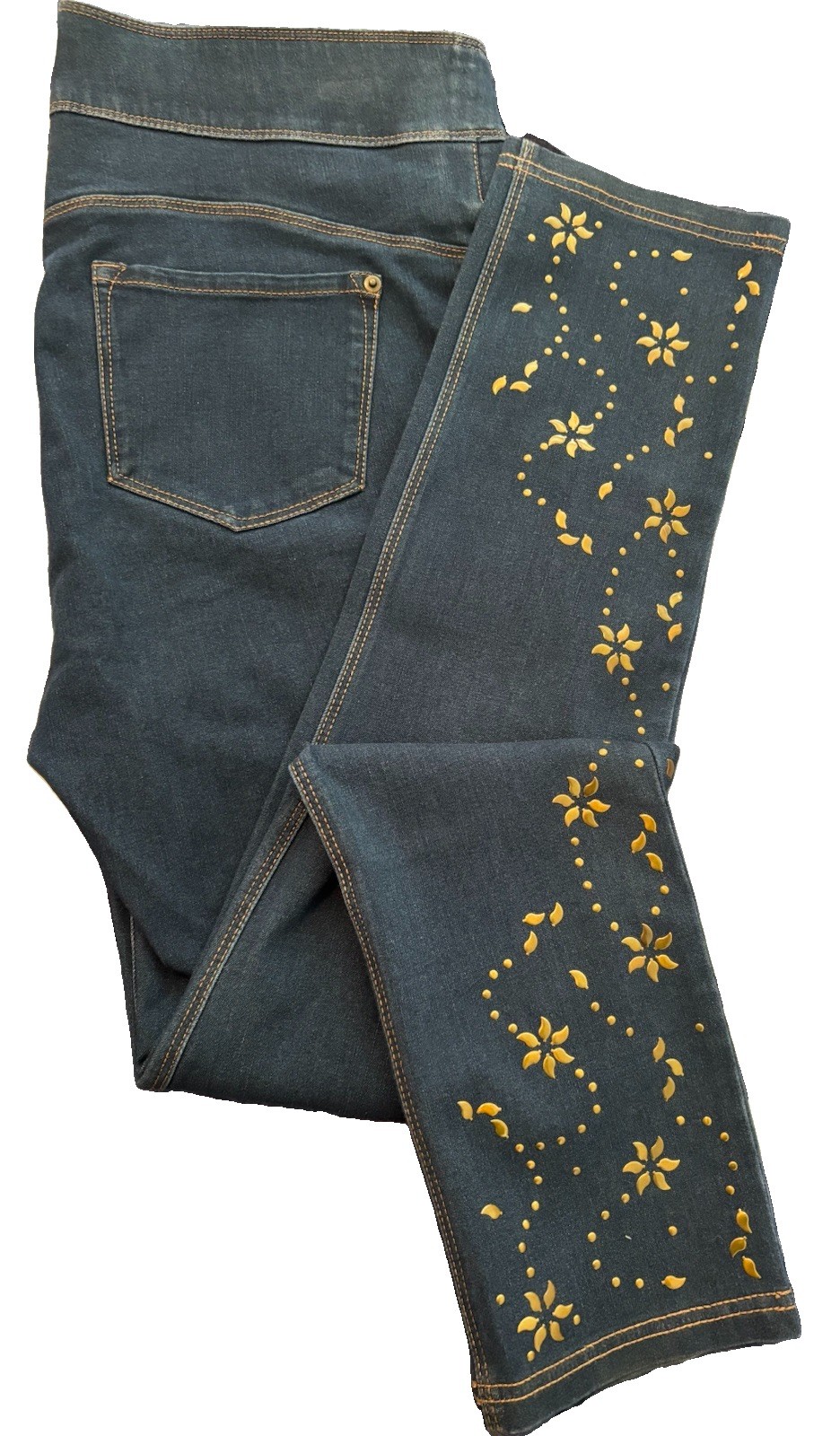 Slim Factor by Investments Women\'s Skinny Leggings Blue Jeans Studded Stretch L Slim Factor by Investments Women\'s Skinny Leggings Blue Jeans Studded Stretch L
