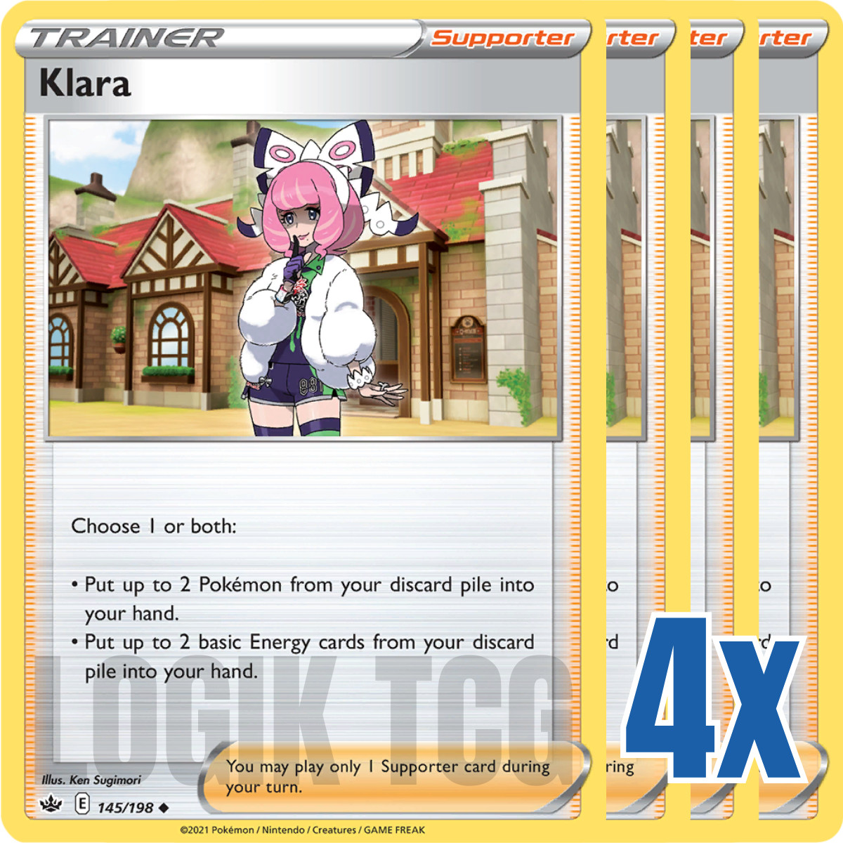 4x Klara 145/198 x4 - Chilling Reign - Pokemon TCG - Playset 4x Klara 145/198 x4 - Chilling Reign - Pokemon TCG - Playset