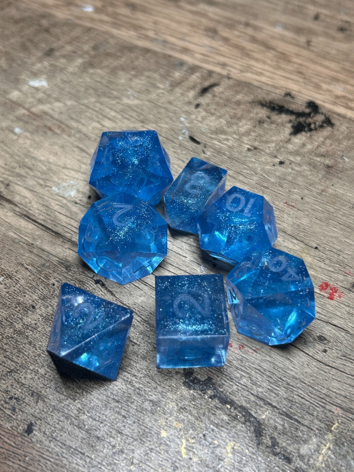 RAW* Dice: Bleu De France _ Resin-Cast Dice Set  *See Description* Handmade, D&D
