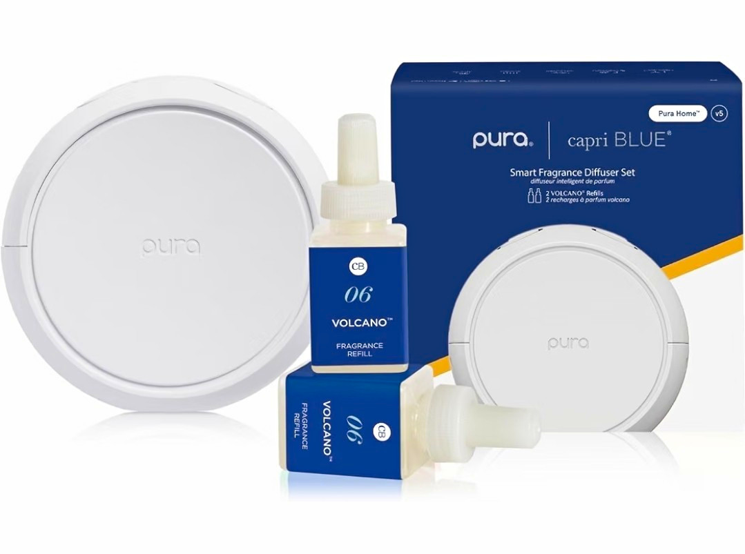 Pura 4 Smart Wall Plug-In Diffuser Set, Capri BLUE Volcano Refills 3 Pack Pura 4 Smart Wall Plug-In Diffuser Set, Capri BLUE Volcano Refills 3 Pack