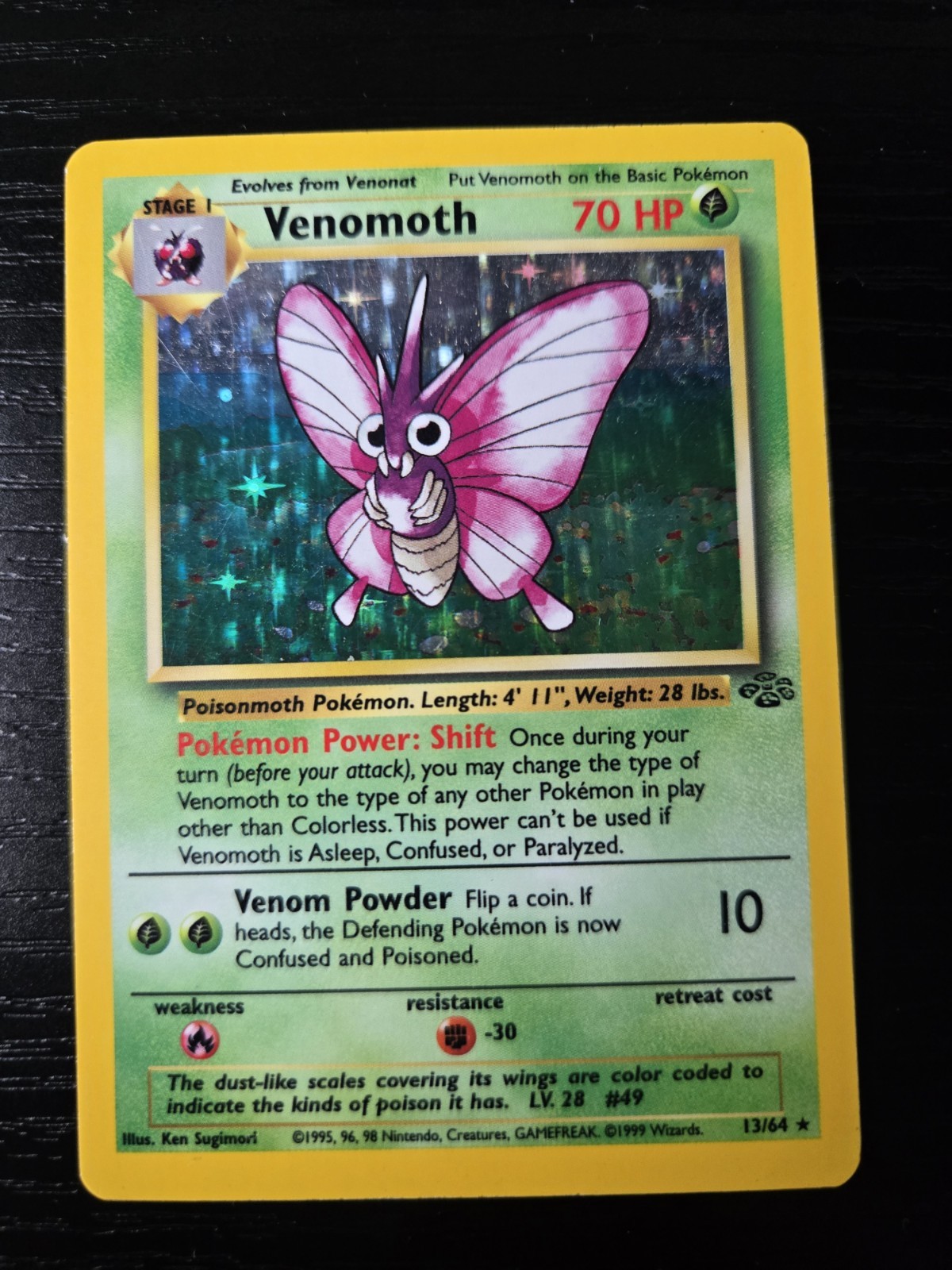 Venomoth 13/64 Rare Jungle Pokemon Unlimited Holo MP