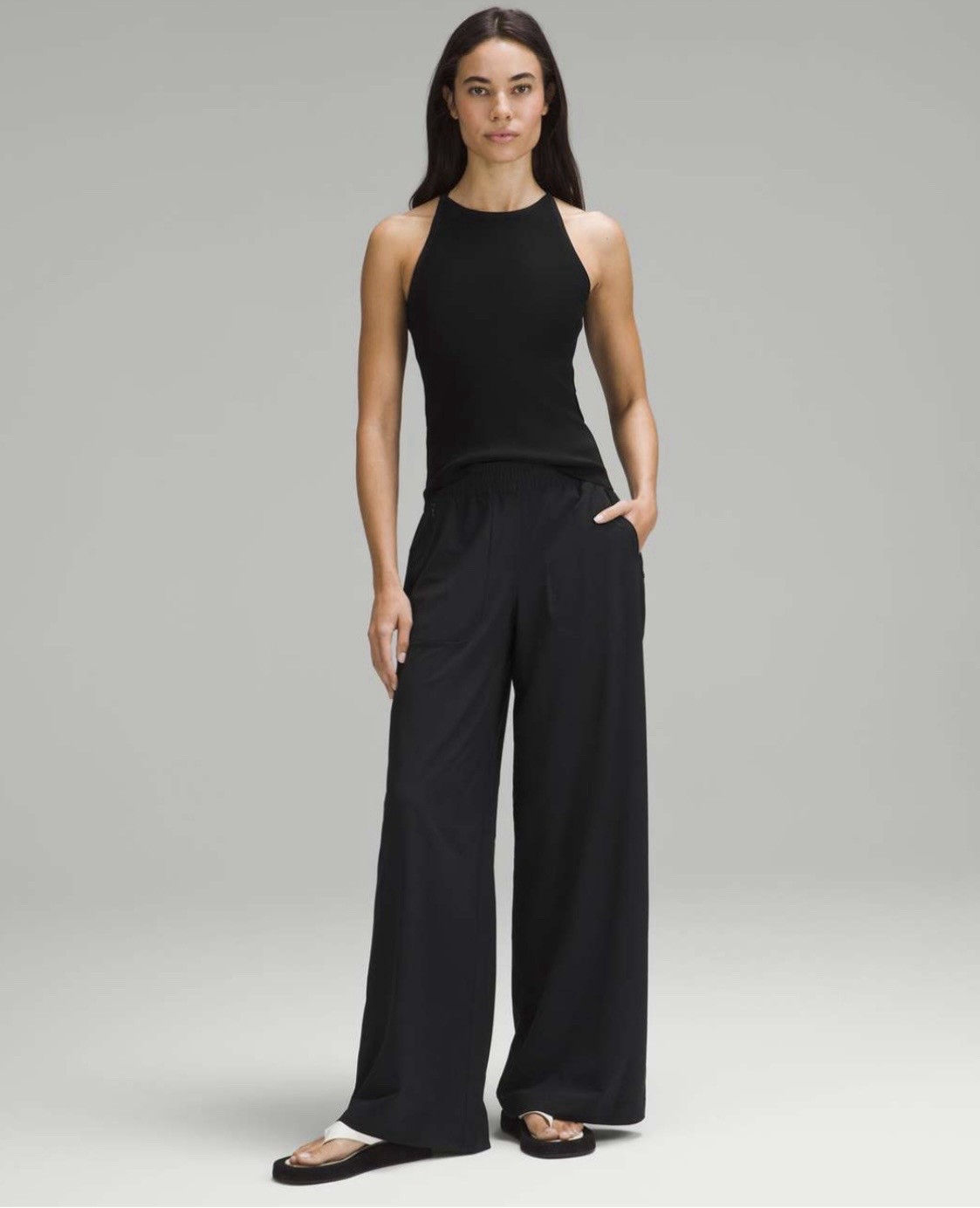 Lululemon Swift Mid-Rise Wide-Leg Pant Full Length Lightweight Black Size 6