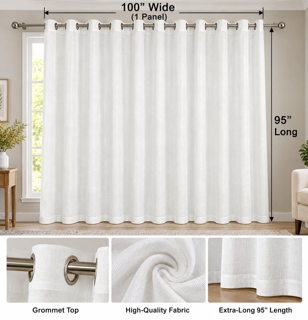 NICETOWN White Blackout Curtain Panel 100\ NICETOWN White Blackout Curtain Panel 100\