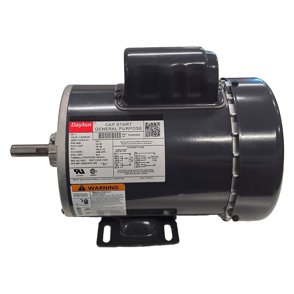 Dayton Motor # 5K960BG ( 1 HP, Volts: 115/208-230, Amps: 13.6/6.9-6.8, 1 Phase)