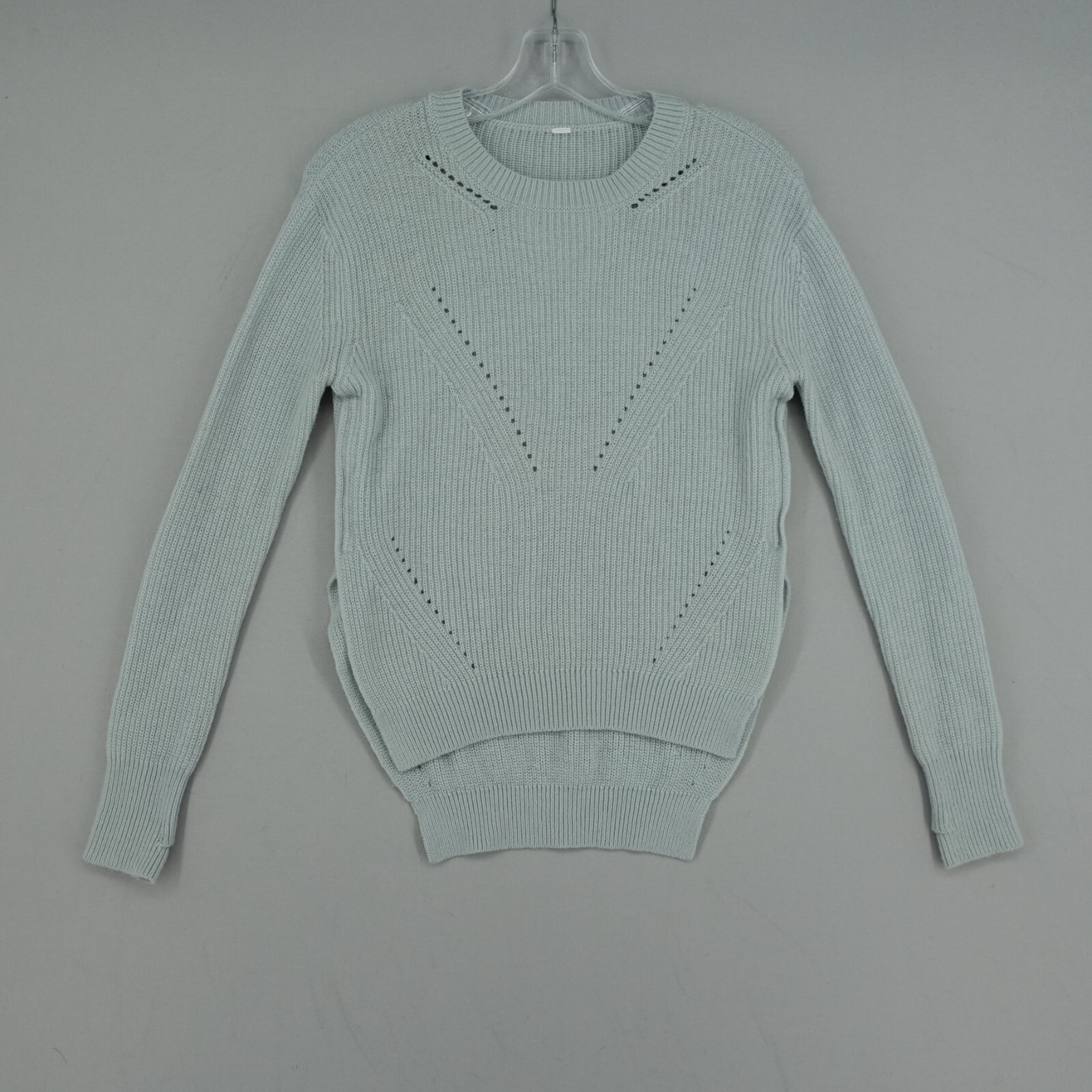 Lululemon Seva Merino Wool Sweater Womens 2 Almost Blue High Low Crew Ribbed Lululemon Seva Merino Wool Sweater Womens 2 Almost Blue High Low Crew Ribbed