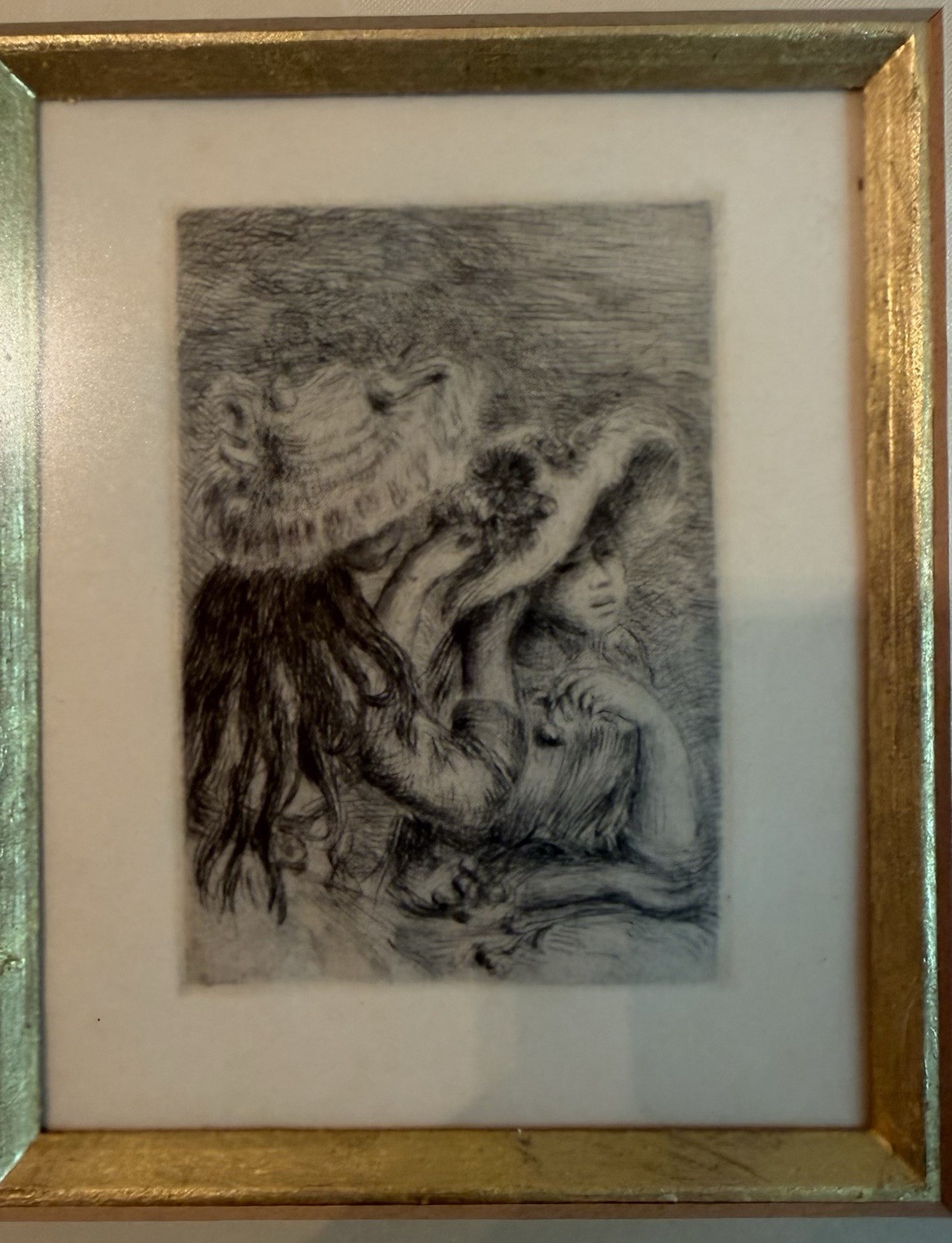Pierre-Auguste Renoir Le Chapeau Épinglé Etching Print Framed Vintage