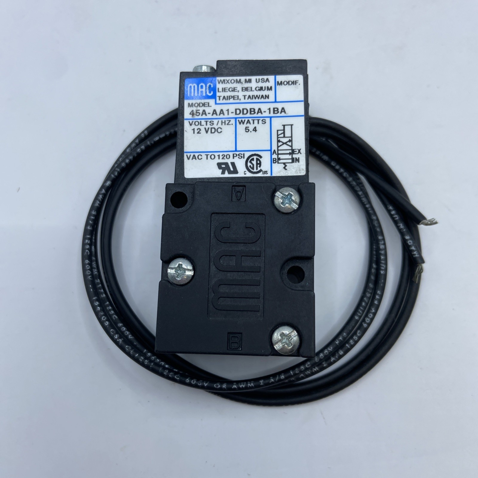 MAC Valves 45A-AA1-DDBA-1BA Solenoid Valve 12VDC MAC Valves 45A-AA1-DDBA-1BA Solenoid Valve 12VDC