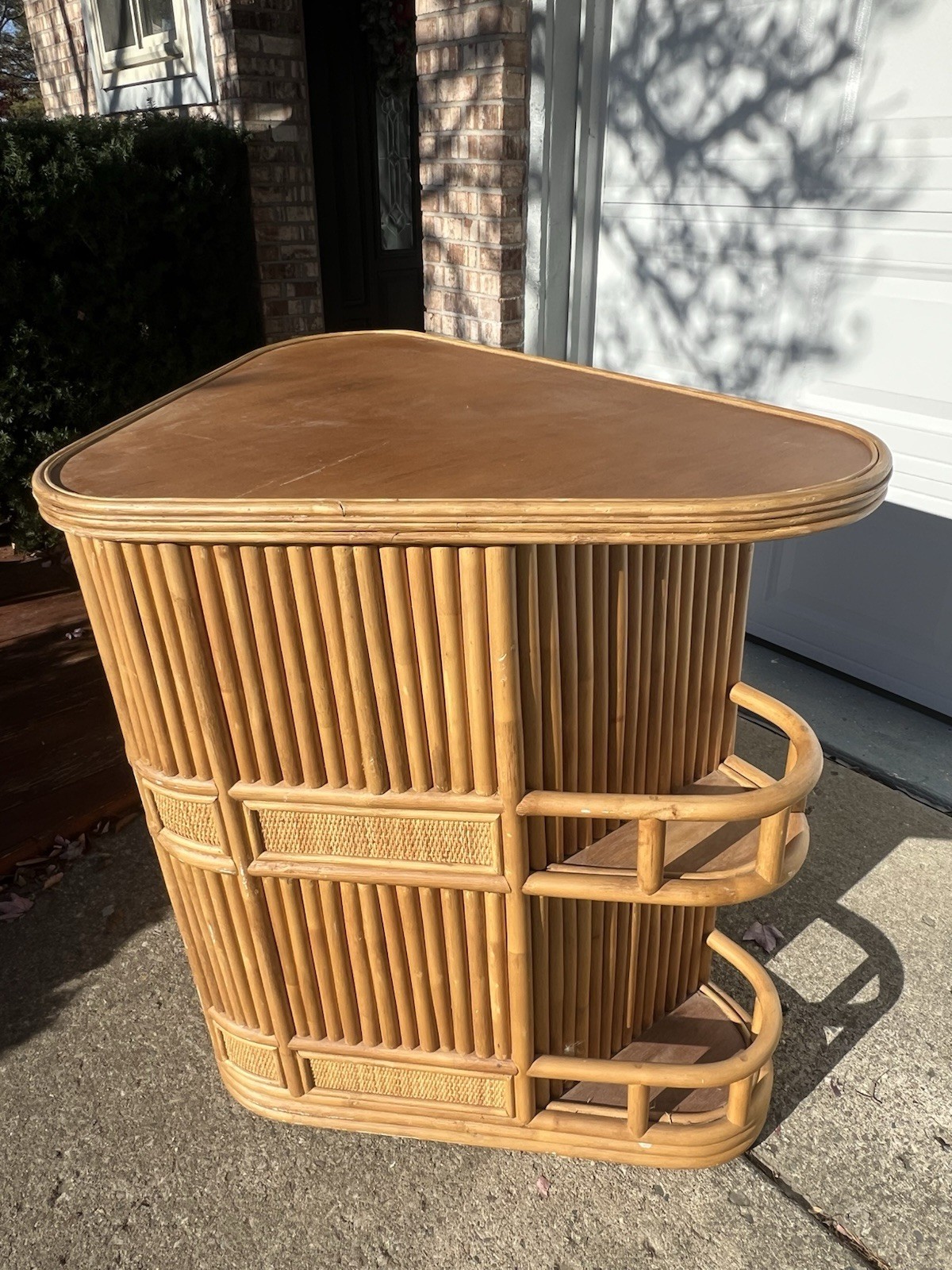 MCM Rattan Sailboat Mast / Guitar Pick Top Tiki Dry Bar Bamboos Vintage Danish MCM Rattan Sailboat Mast / Guitar Pick Top Tiki Dry Bar Bamboos Vintage Danish