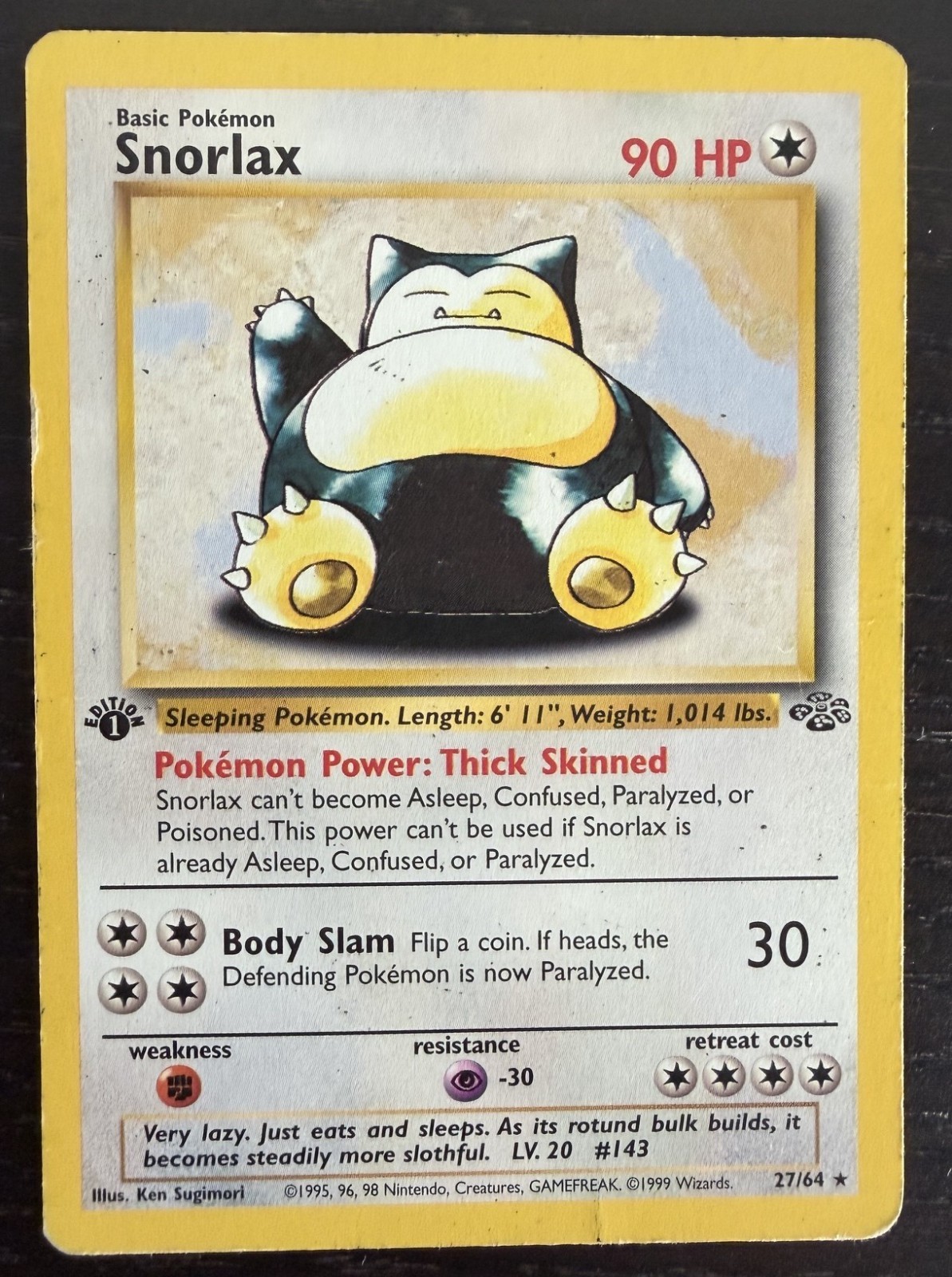 Pokémon TCG | Snorlax 27/64 | Jungle 1st Edition | HP Pokémon TCG | Snorlax 27/64 | Jungle 1st Edition | HP