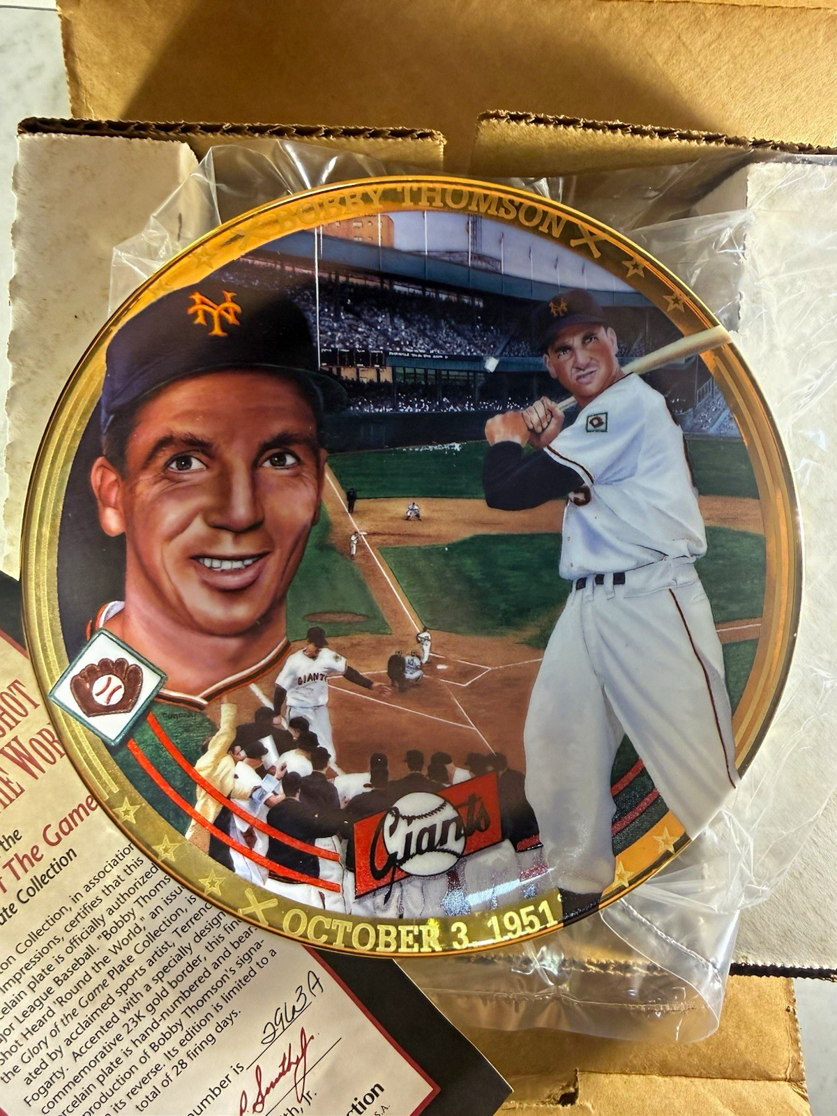 1994 Hamilton Collection Bobby Thomson Shot Heard ’Round the World Game Plate 1994 Hamilton Collection Bobby Thomson Shot Heard ’Round the World Game Plate