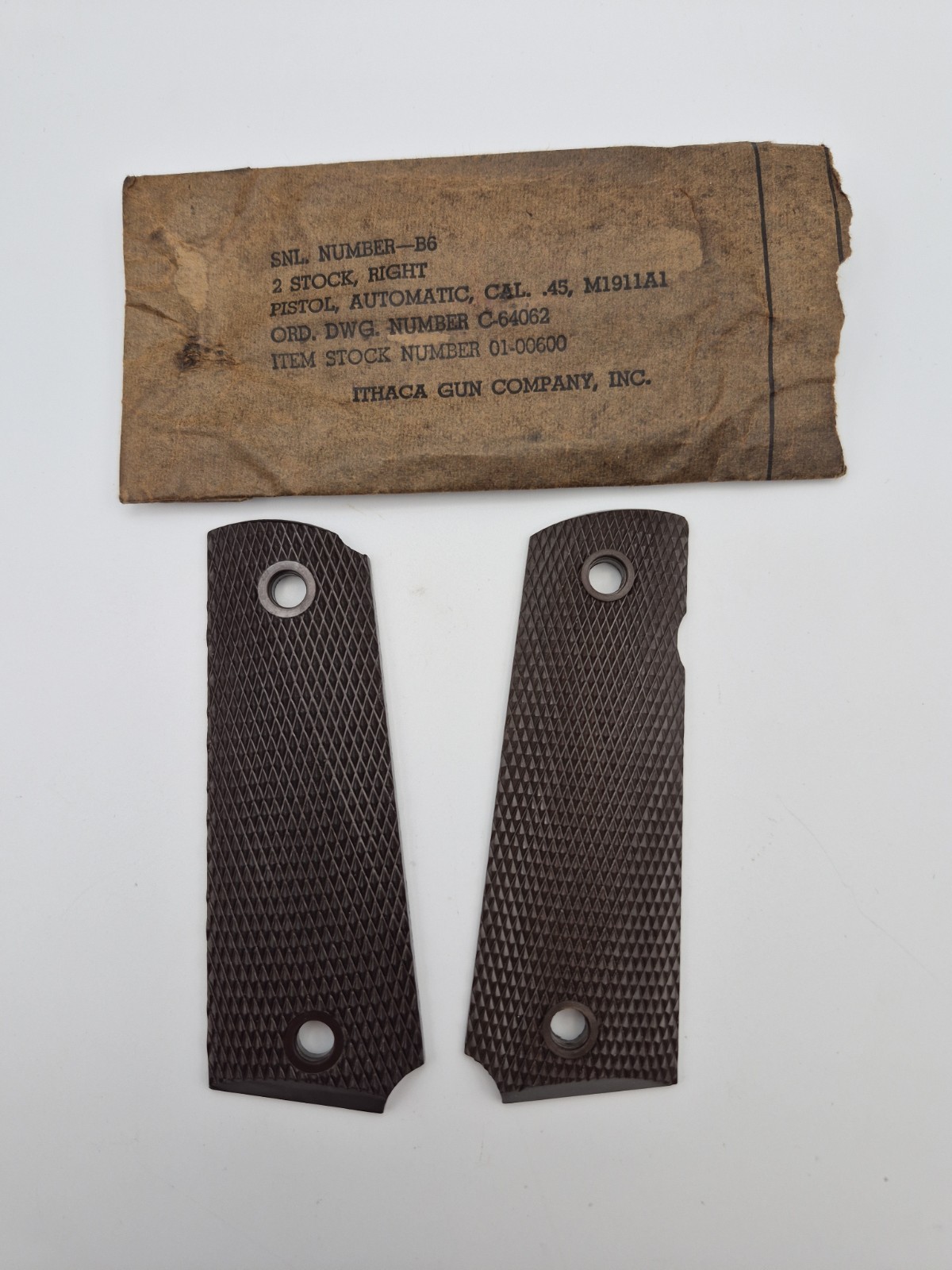 Colt 1911 Pistol Grips Vintage Surplus Parts envelope Not Included. R&L Sides Colt 1911 Pistol Grips Vintage Surplus Parts envelope Not Included. R&L Sides