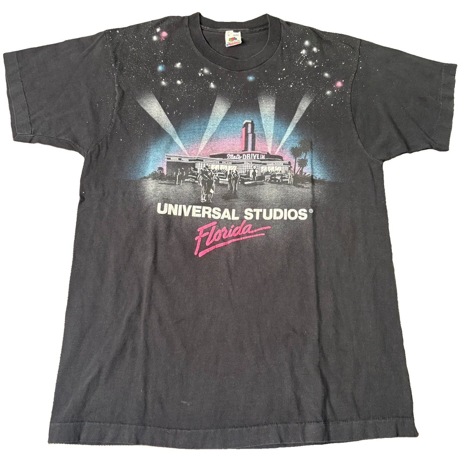 Vintage 90s Universal Studios Florida Mel\'s Drive In Shirt Black Mens XL Vintage 90s Universal Studios Florida Mel\'s Drive In Shirt Black Mens XL