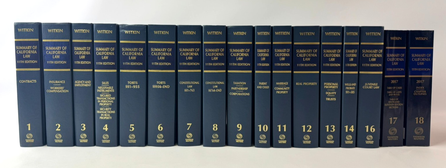 Witkin Summary of California Law 11th Edition Set (1-18, Missing 15) Witkin Summary of California Law 11th Edition Set (1-18, Missing 15)