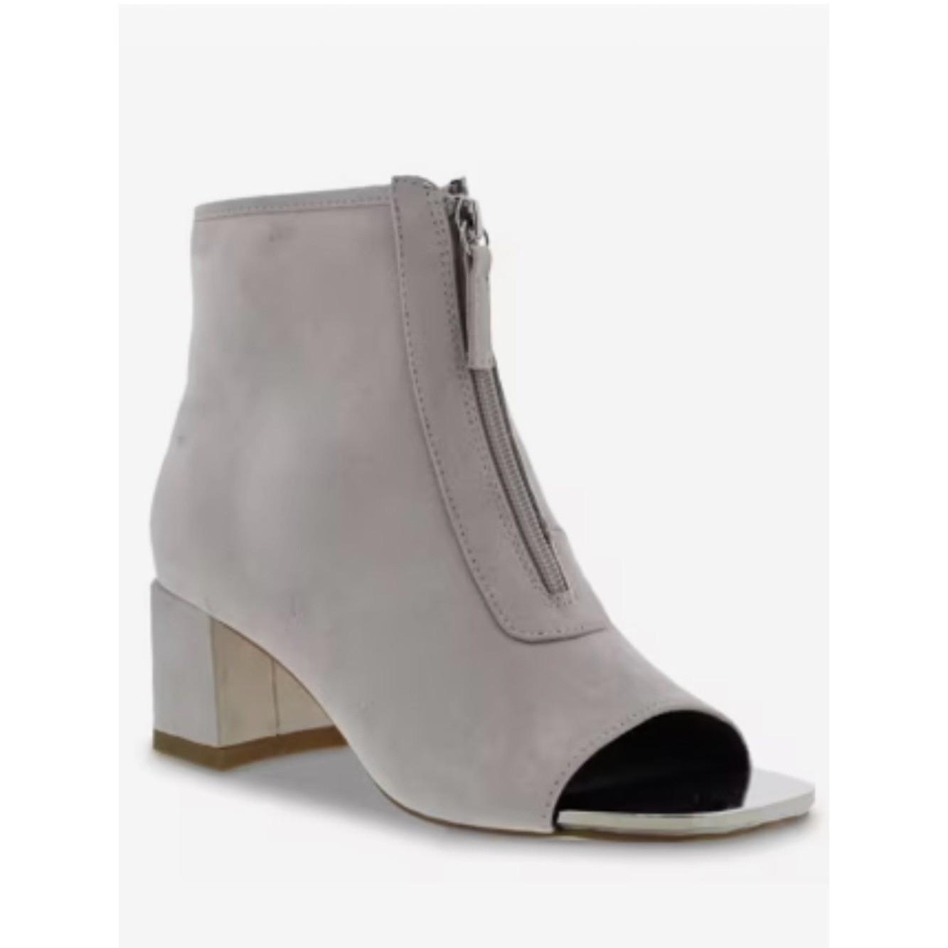 Bellini Grey Microsuede  Peep-Toe Block Heel - Jaded Booties. Size 6.5